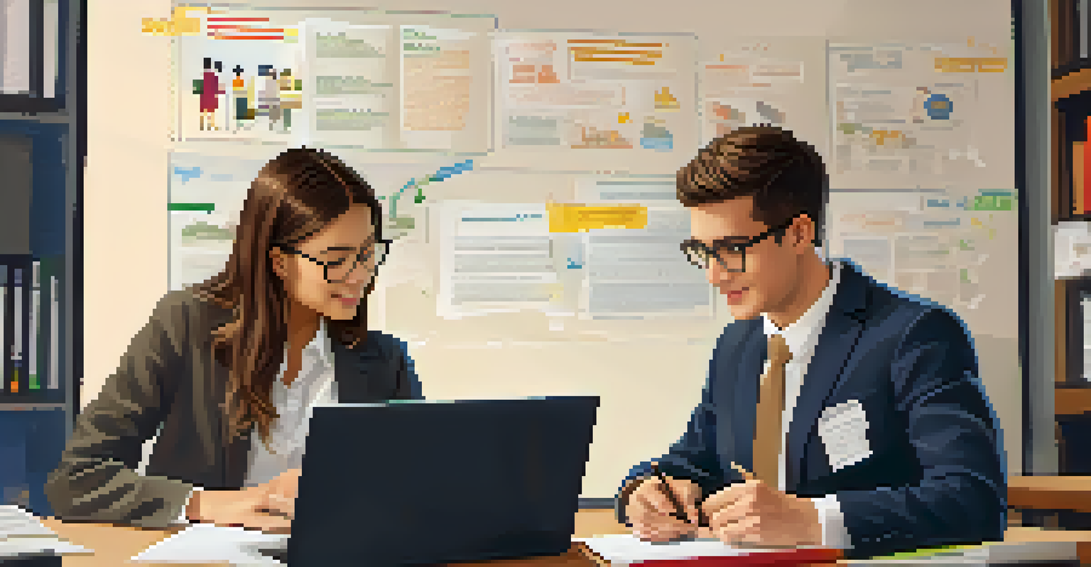 A mentor showing a career path infographic to a teenager in a cozy study environment.