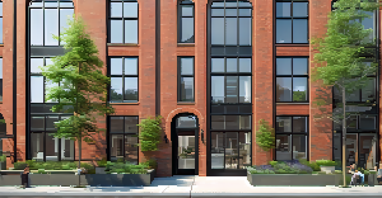 An urban redevelopment of an old warehouse into modern multi-family apartments, showcasing a blend of historic and contemporary design.