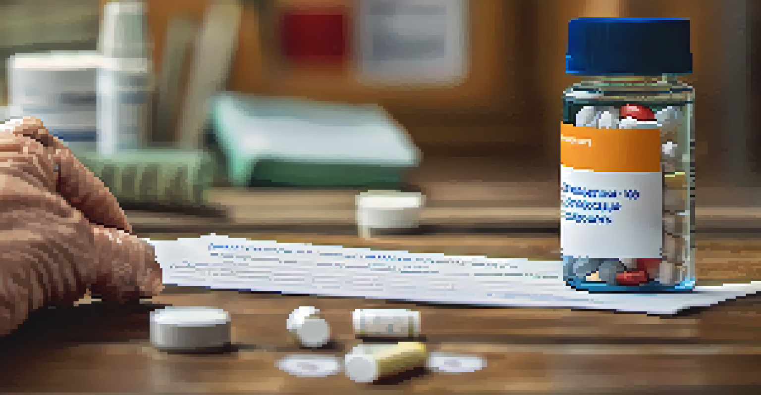 A senior's hand holding a medication bottle and a list, highlighting the significance of being prepared for health screenings.