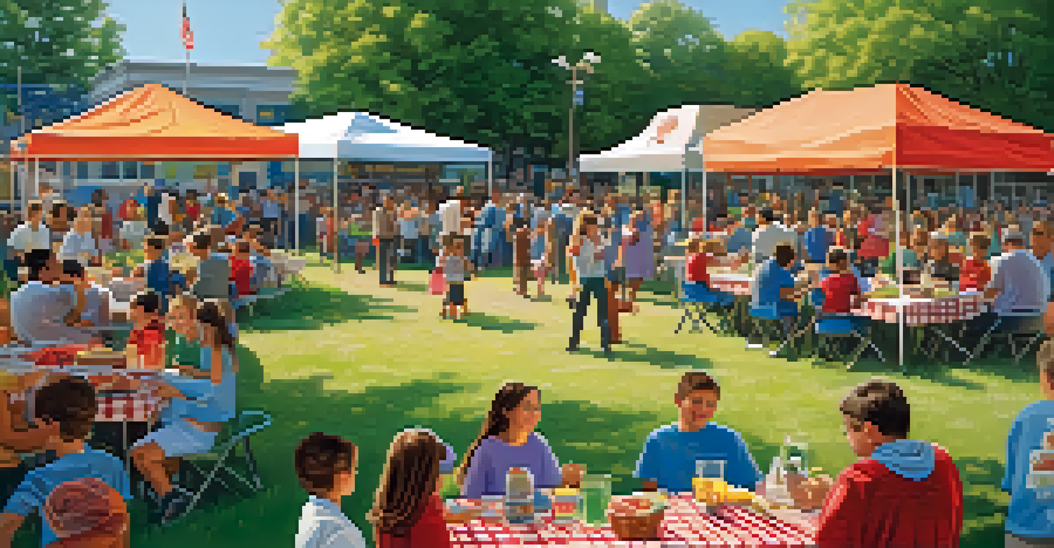 A community gathering supporting after-school programs with families and children enjoying a picnic and activities in a sunny outdoor setting.