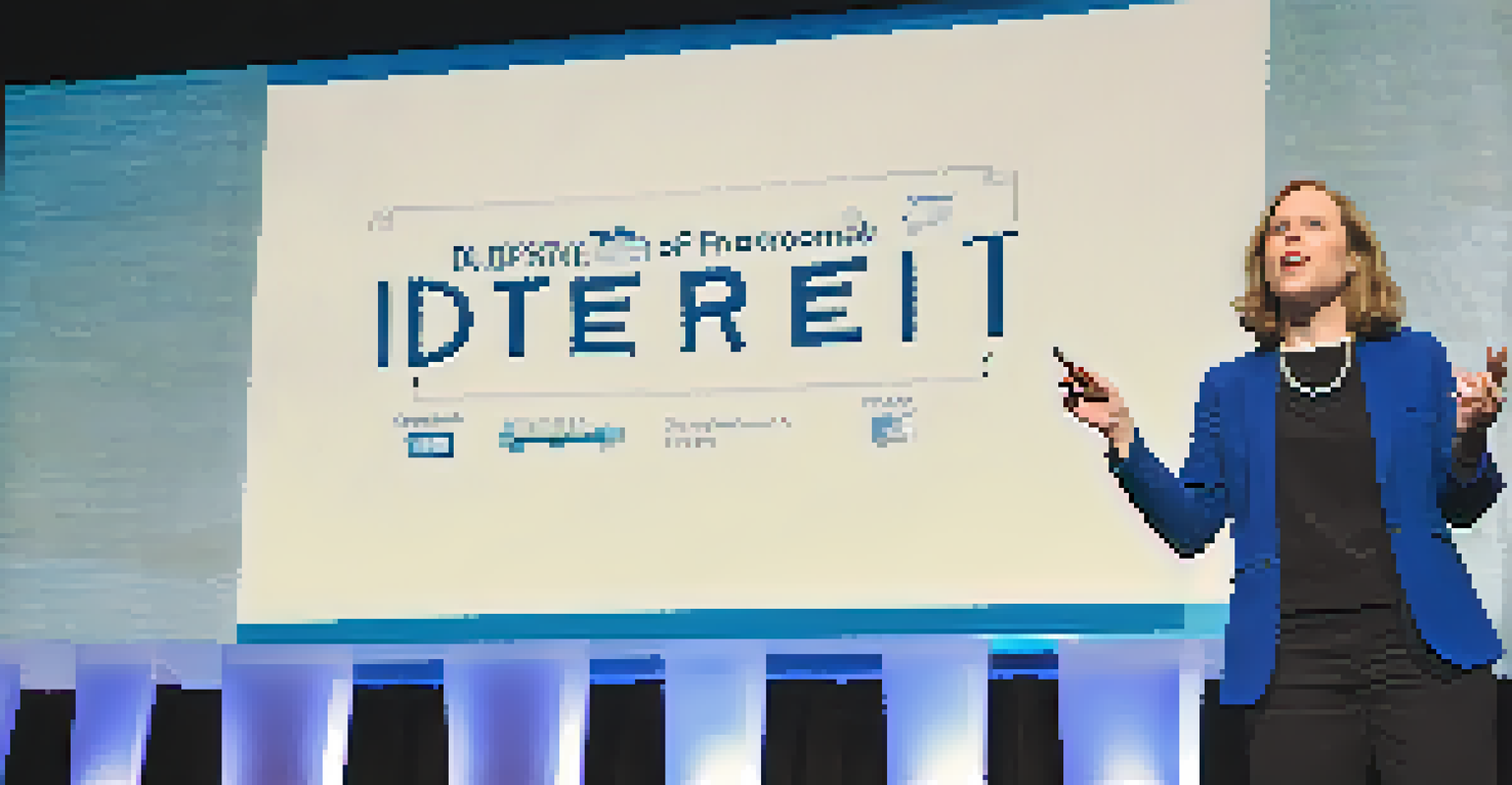 Megan Smith delivering a keynote speech on diversity in technology, with an engaged audience in a well-lit auditorium.