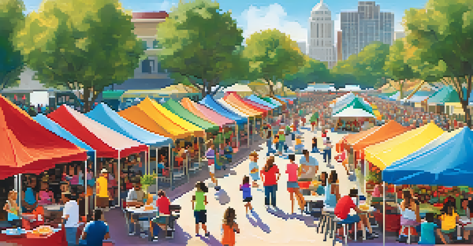 A family-friendly food festival in Austin, where children are involved in cooking activities while parents enjoy gourmet dishes.