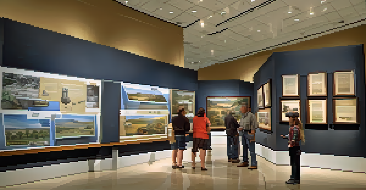 A vibrant image of the Bullock Texas State History Museum, with visitors interacting with historical exhibits.