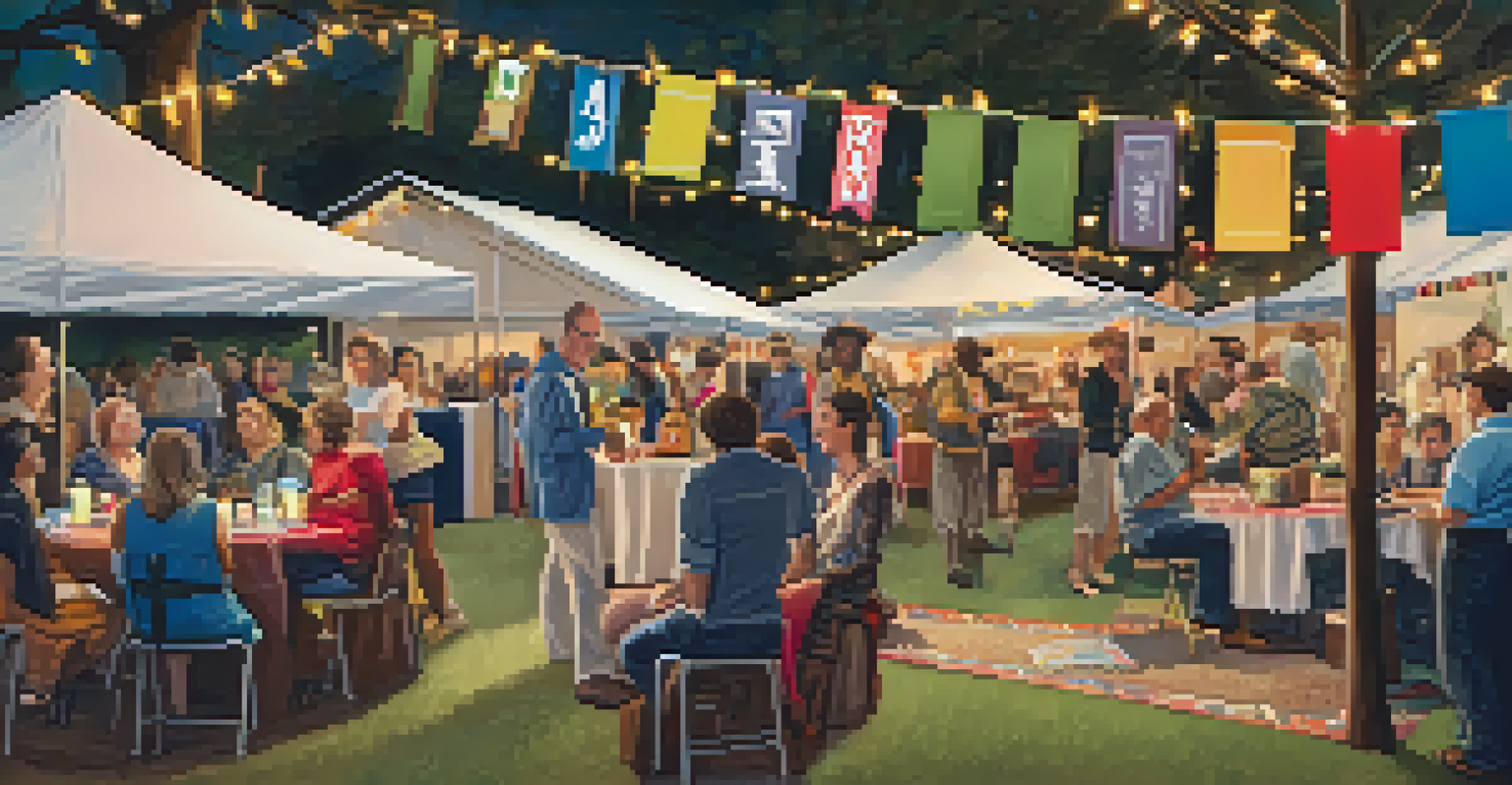 A community event at the Austin History Center with locals engaging in storytelling and interactive exhibits.