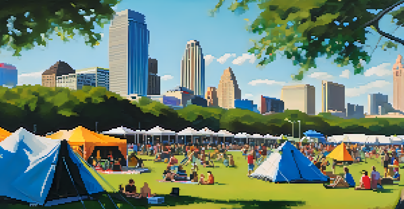 Festival-goers relaxing on the grass at Zilker Park during the Austin City Limits Festival.