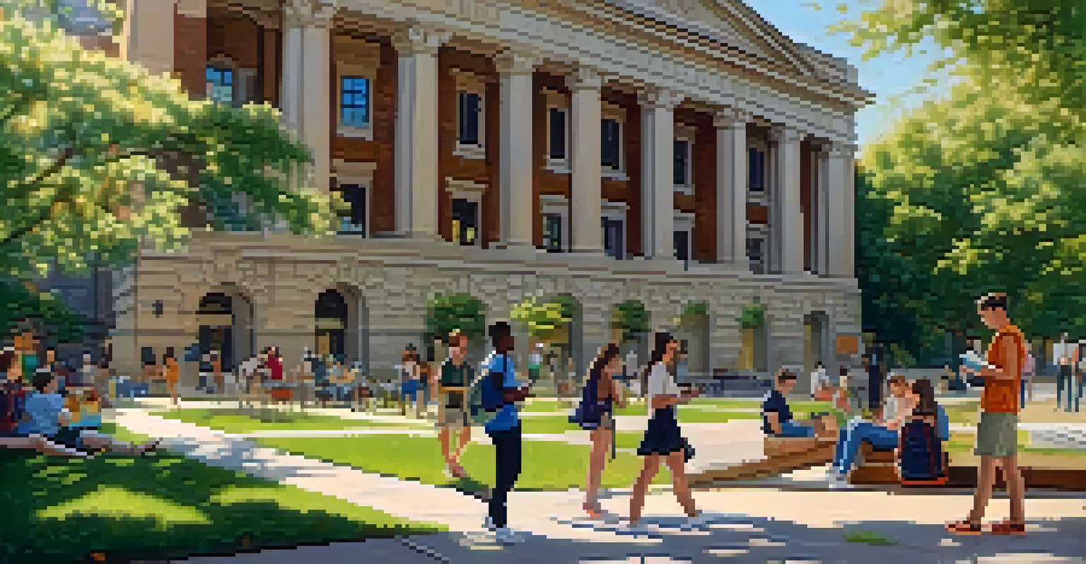 Students at the University of Texas at Austin discussing political topics outside under the trees.