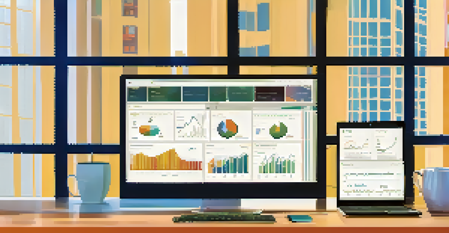 A modern workspace featuring a computer screen with an open data dashboard displaying civic engagement metrics in Austin.
