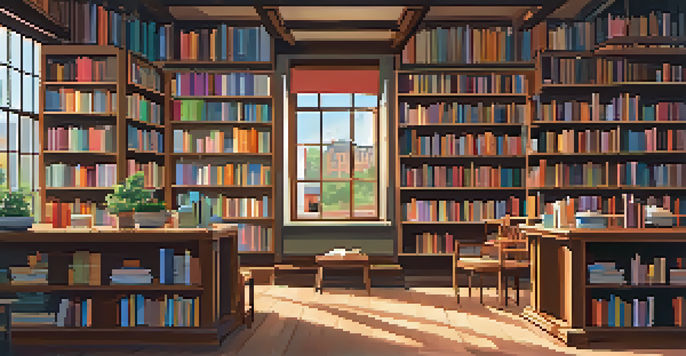 Interior of a cozy independent bookstore featuring wooden shelves with books, a comfortable reading nook, and a café corner.