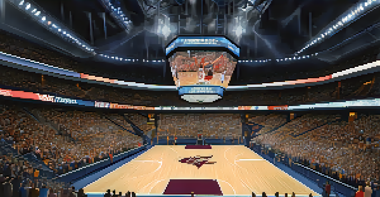 Interior view of the Moody Center during a basketball game, filled with fans and bright lights.