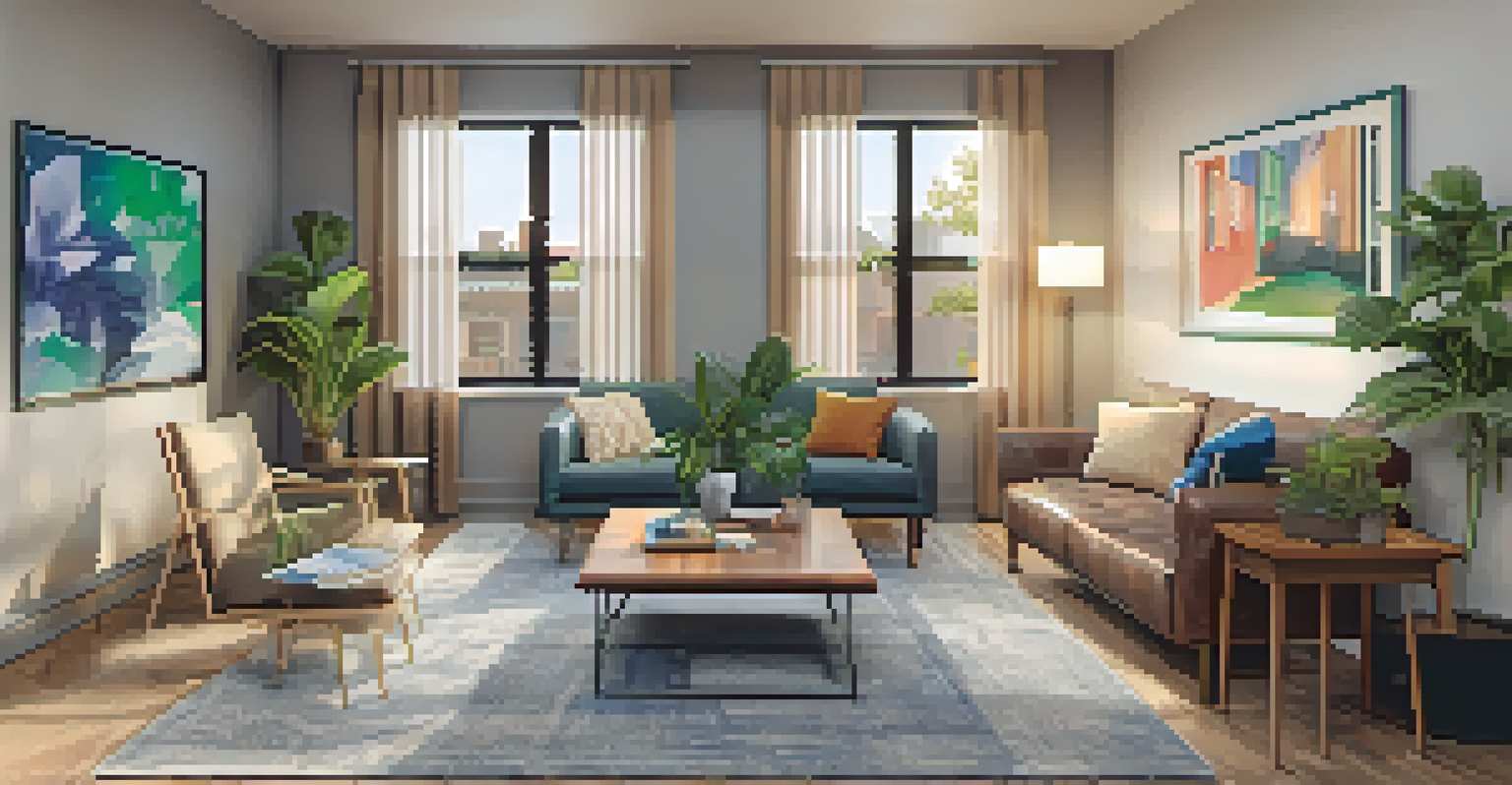 A supportive housing unit featuring a comfortable living room that symbolizes stability and hope for individuals overcoming homelessness.
