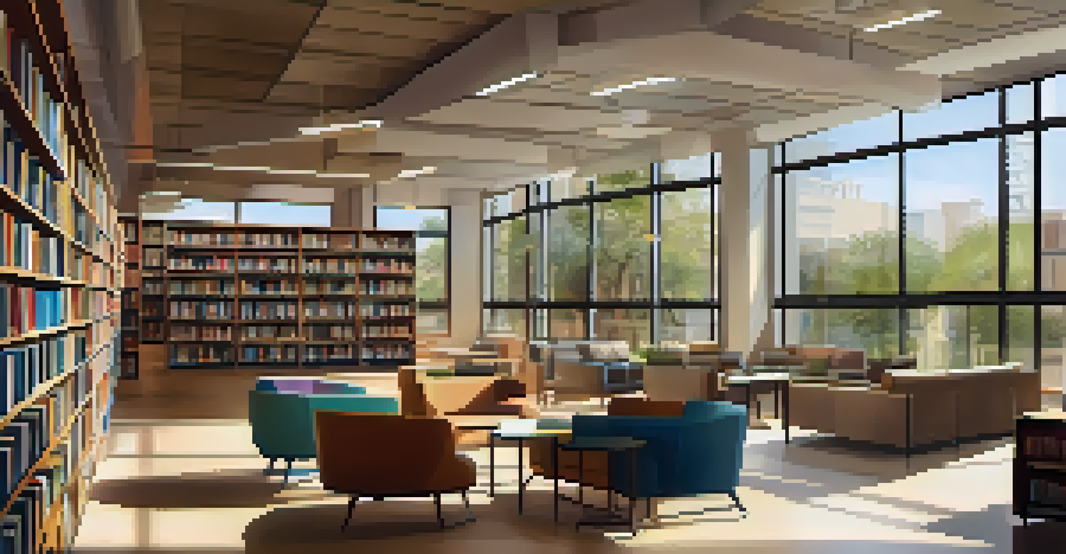Interior of a modern Austin library with people reading and studying in a bright, inviting atmosphere.