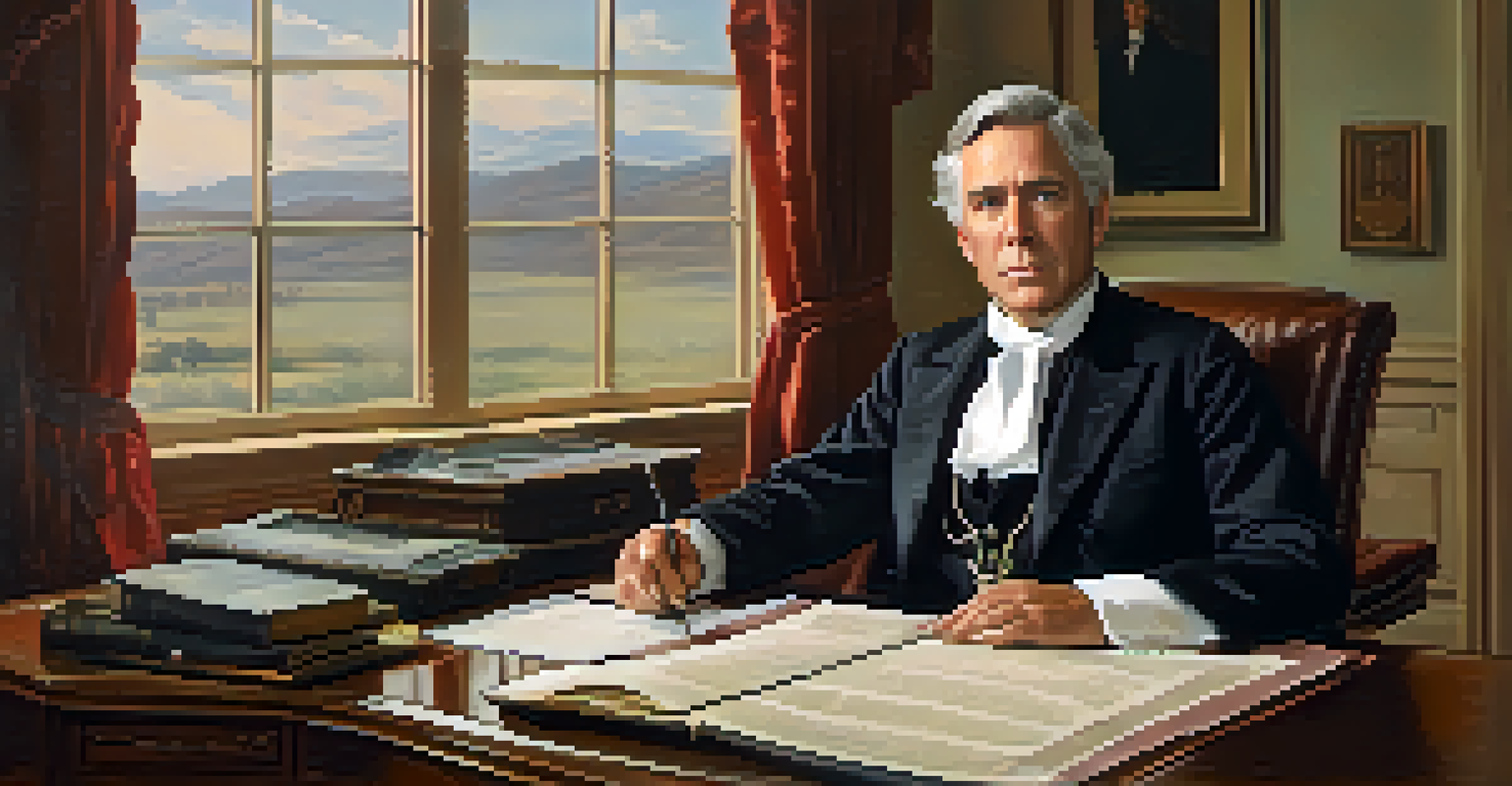 A formal portrait of Edward Burleson as Vice President of the Republic of Texas, seated at a desk with maps and documents in a warmly lit room.