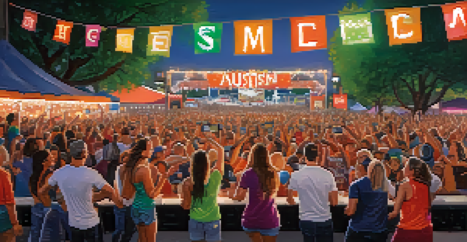 A lively outdoor music performance on game day, with fans dancing and enjoying the festive atmosphere.