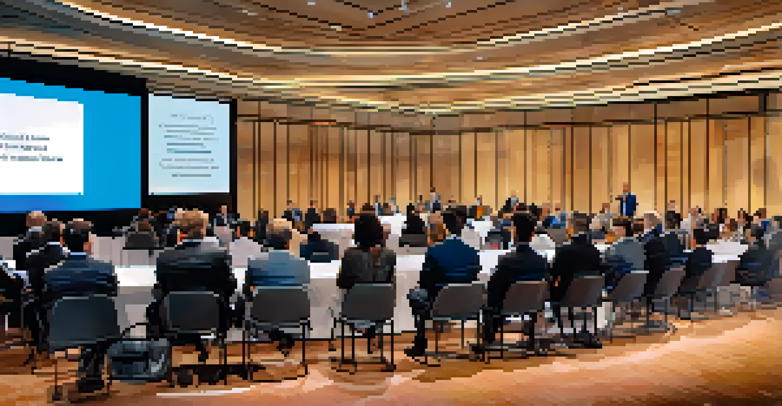 A panel discussion at a cybersecurity summit with diverse expert speakers on stage and an engaged audience.