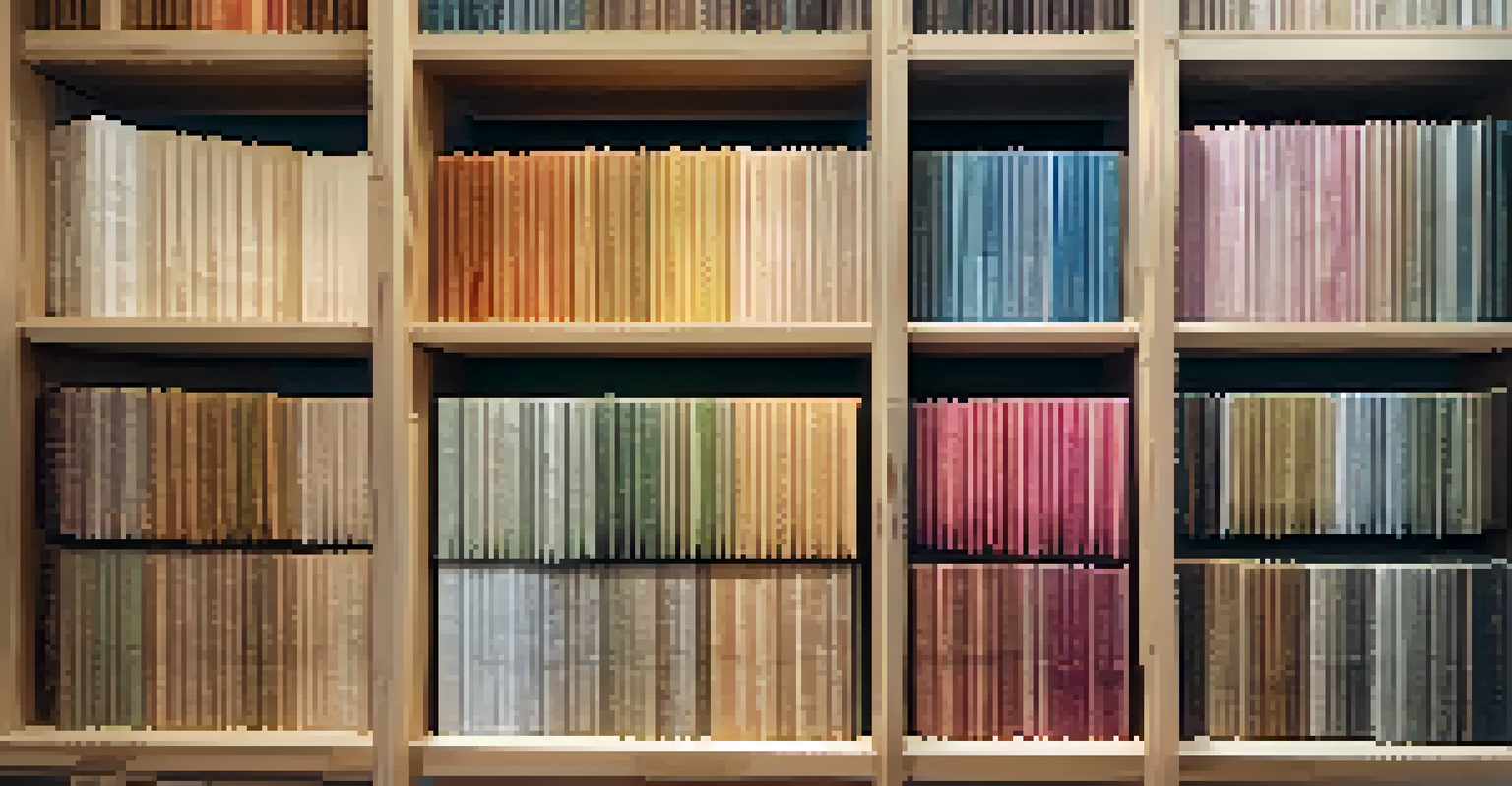 A close-up of beautifully crafted handmade papers in different textures and colors on a wooden table.