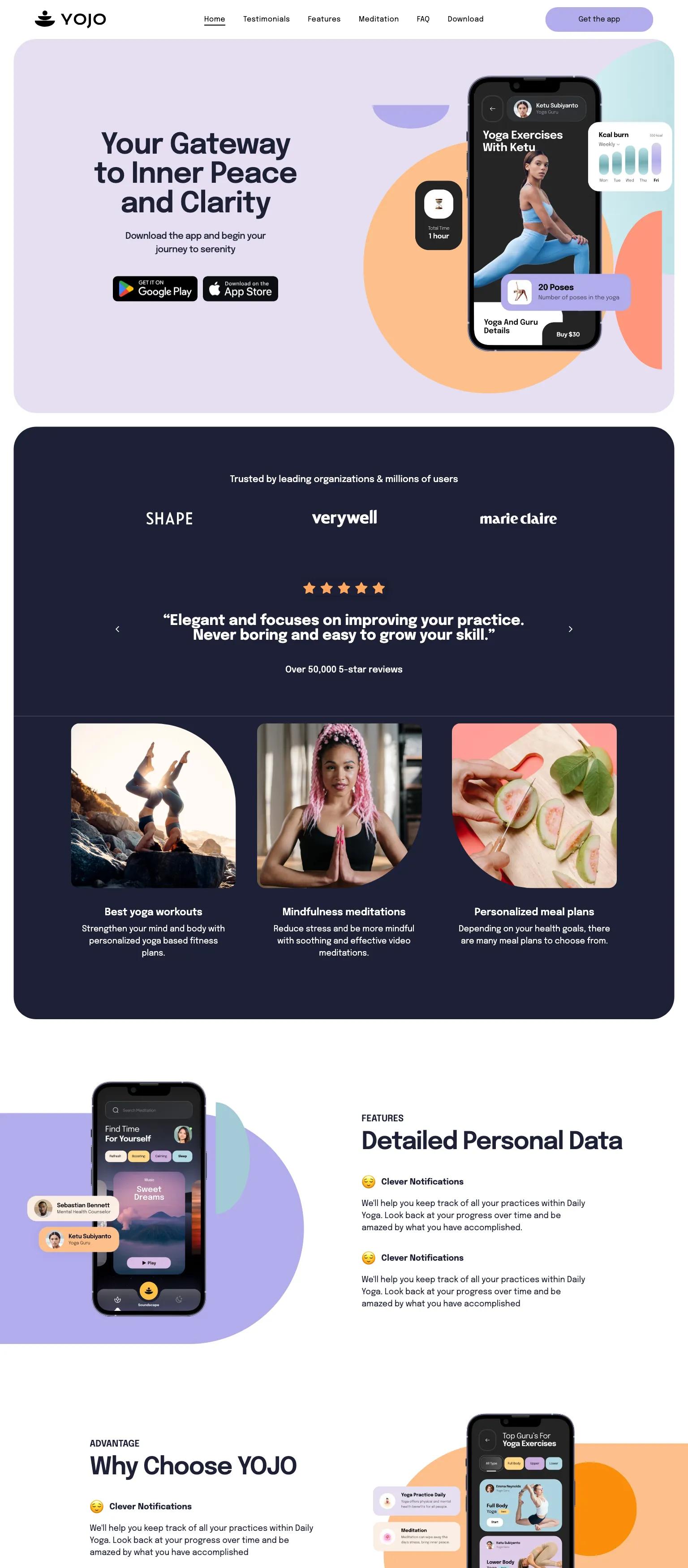 App Landing Page screenshot