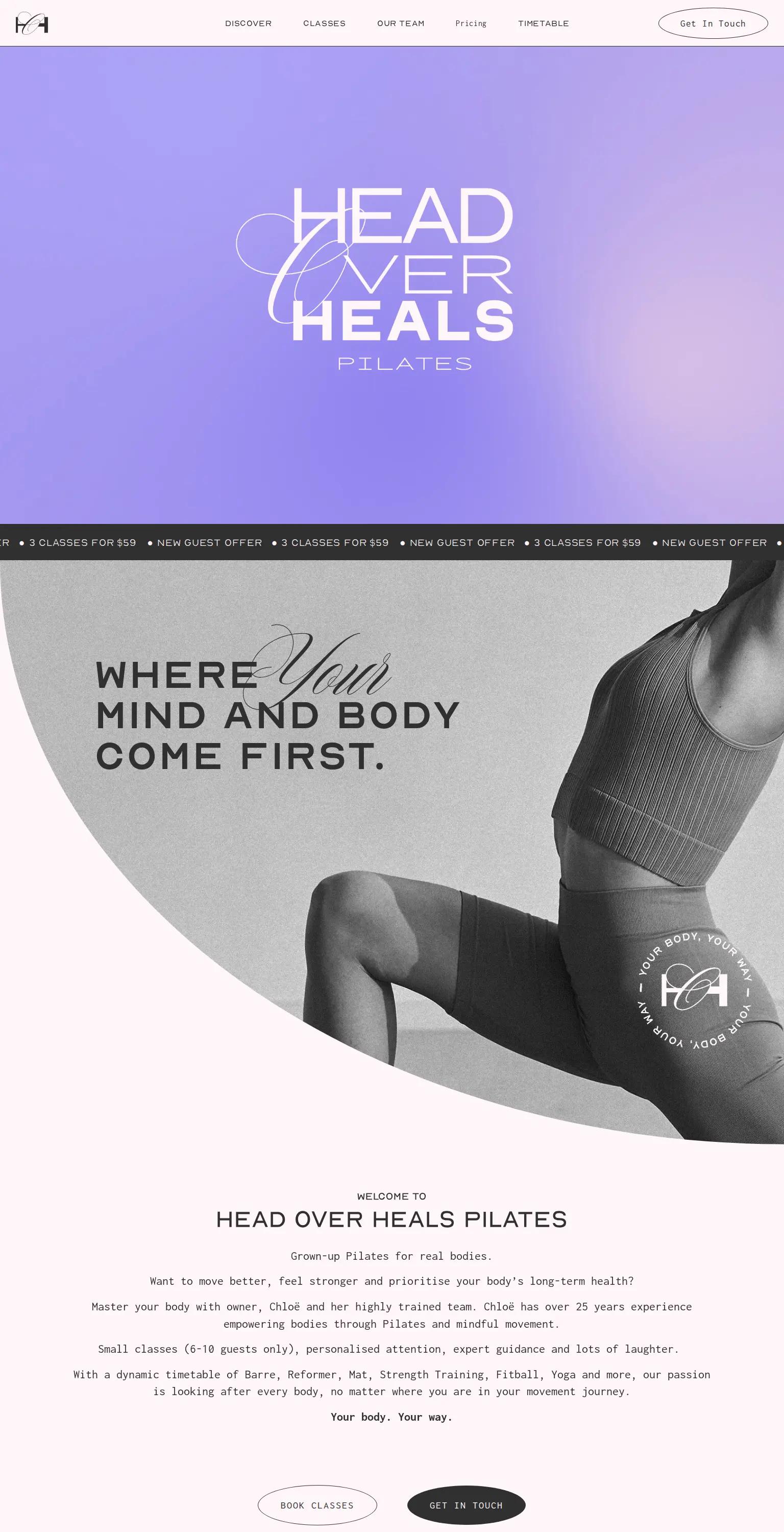 Head Over Heals Pilates screenshot