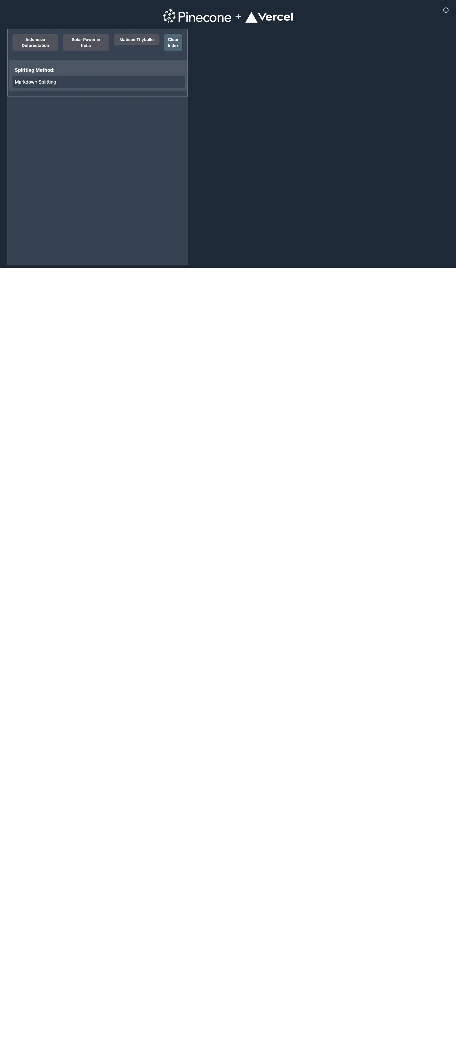 Pinecone - Vercel Ai Sdk Starter screenshot