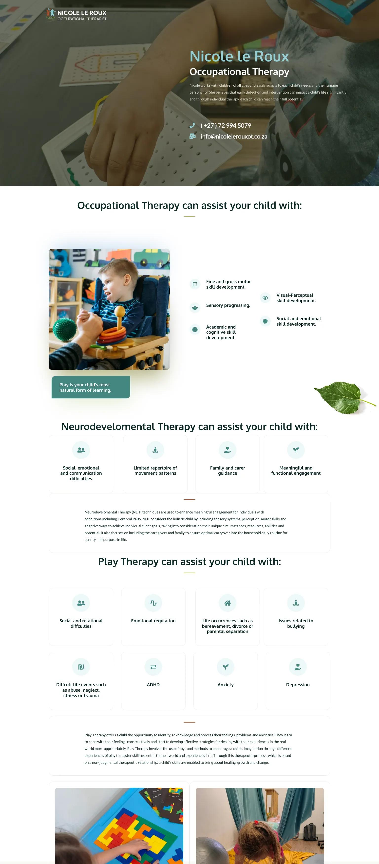 Nicole le Roux Occupational Therapy screenshot