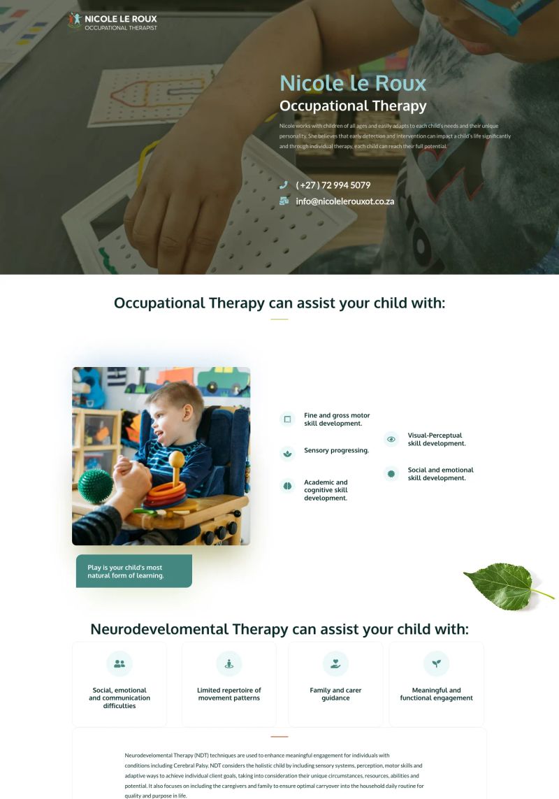 Nicole le Roux Occupational Therapy screenshot
