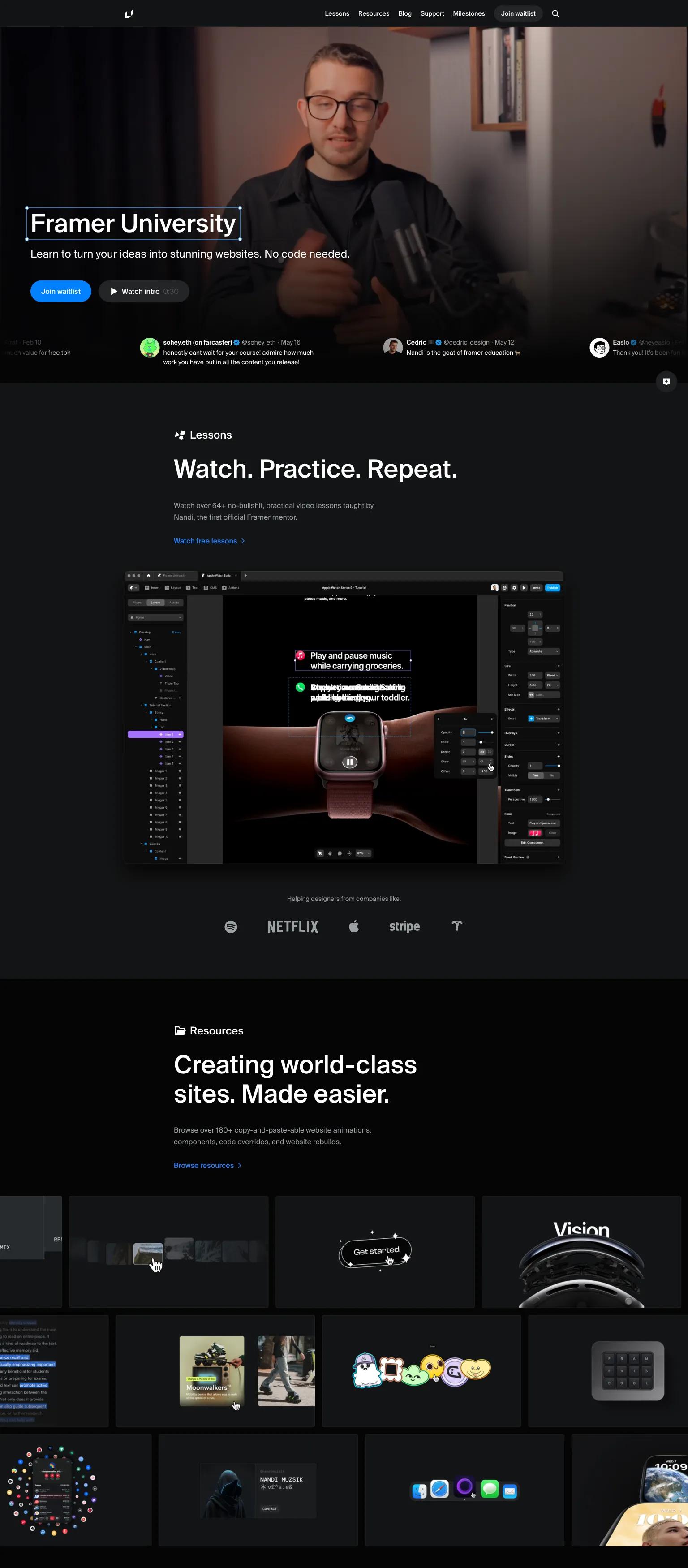 Framer University screenshot