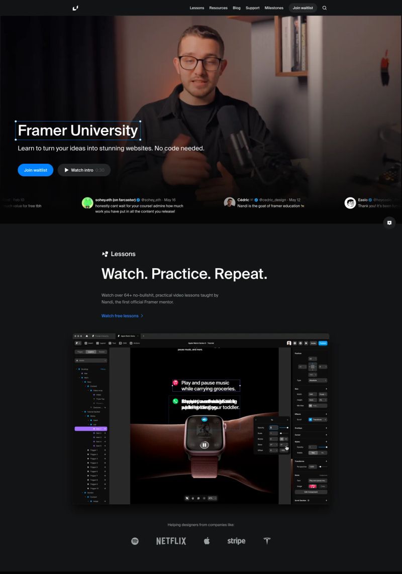 Framer University screenshot