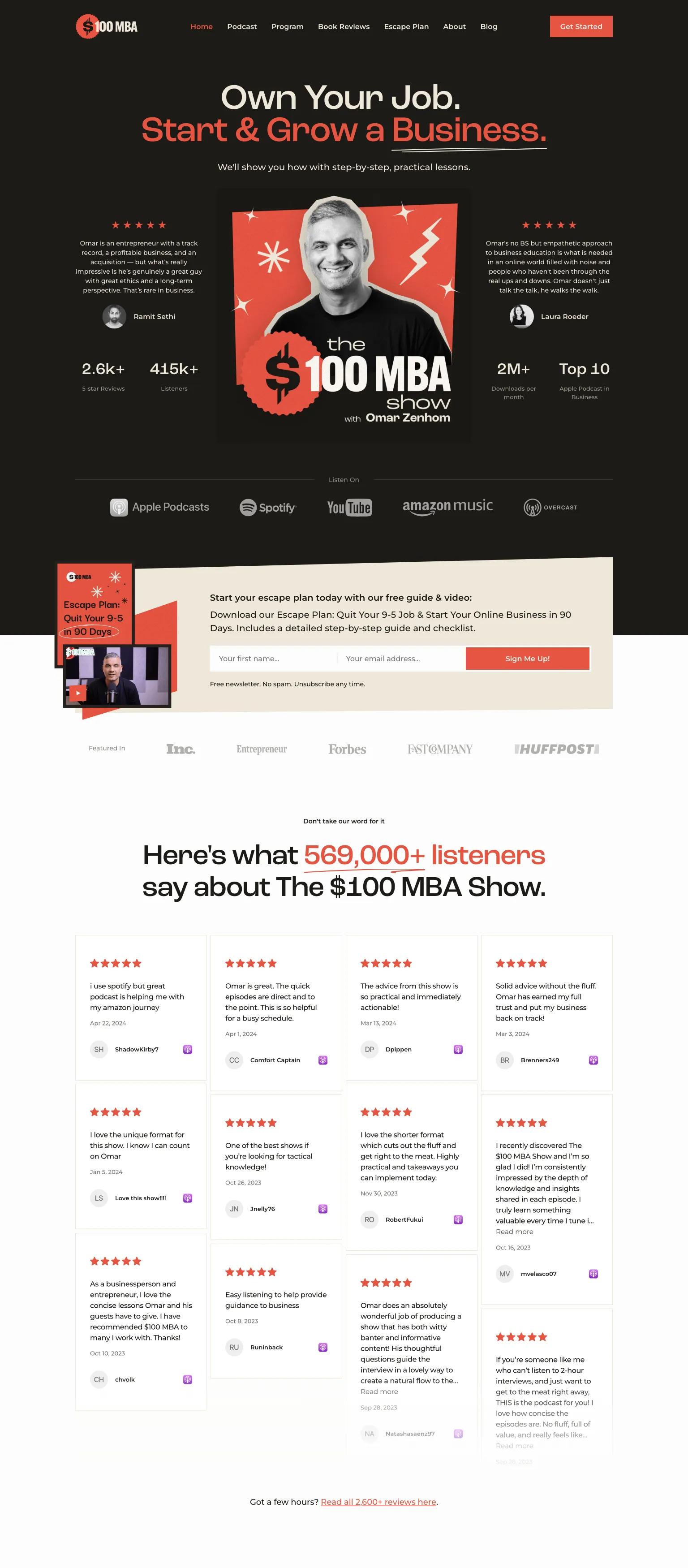 The $100 MBA screenshot