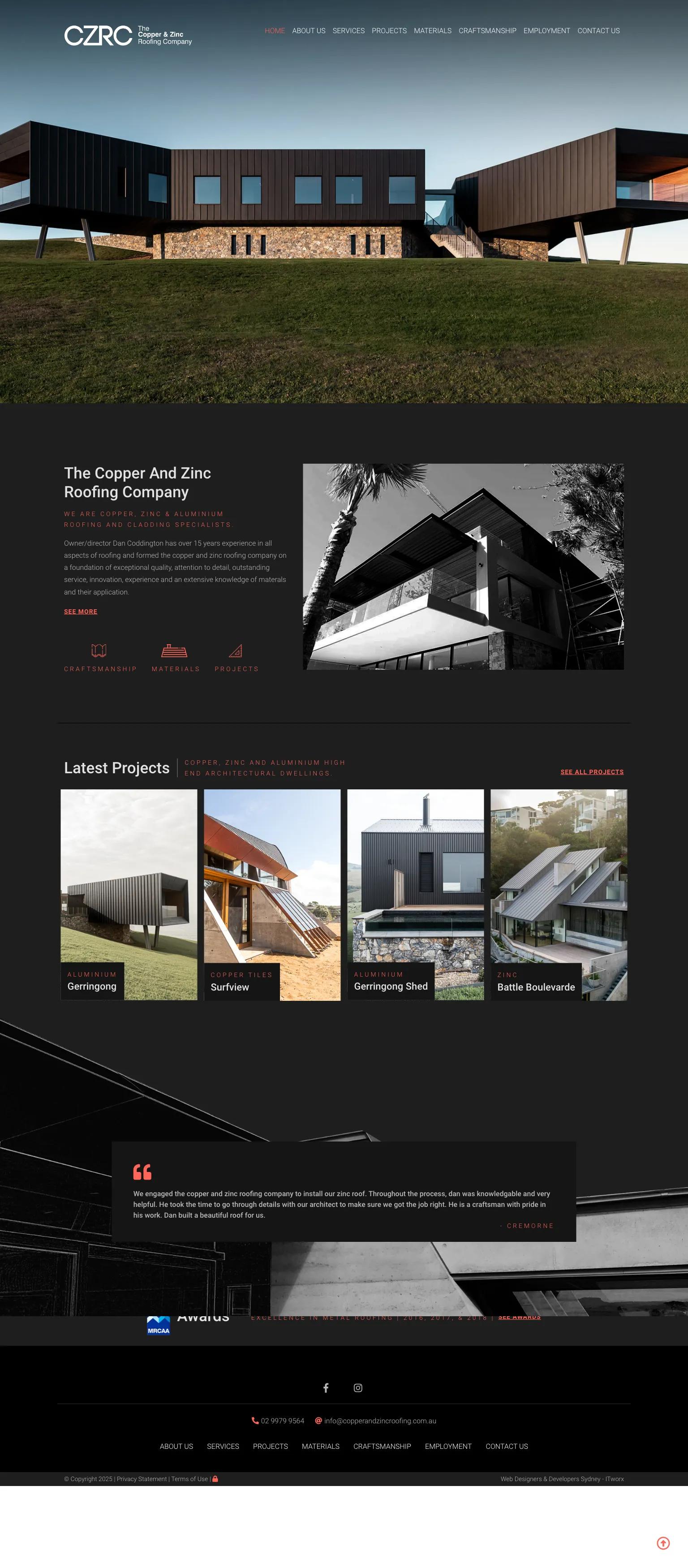 Copper and Zinc Roofing Company screenshot
