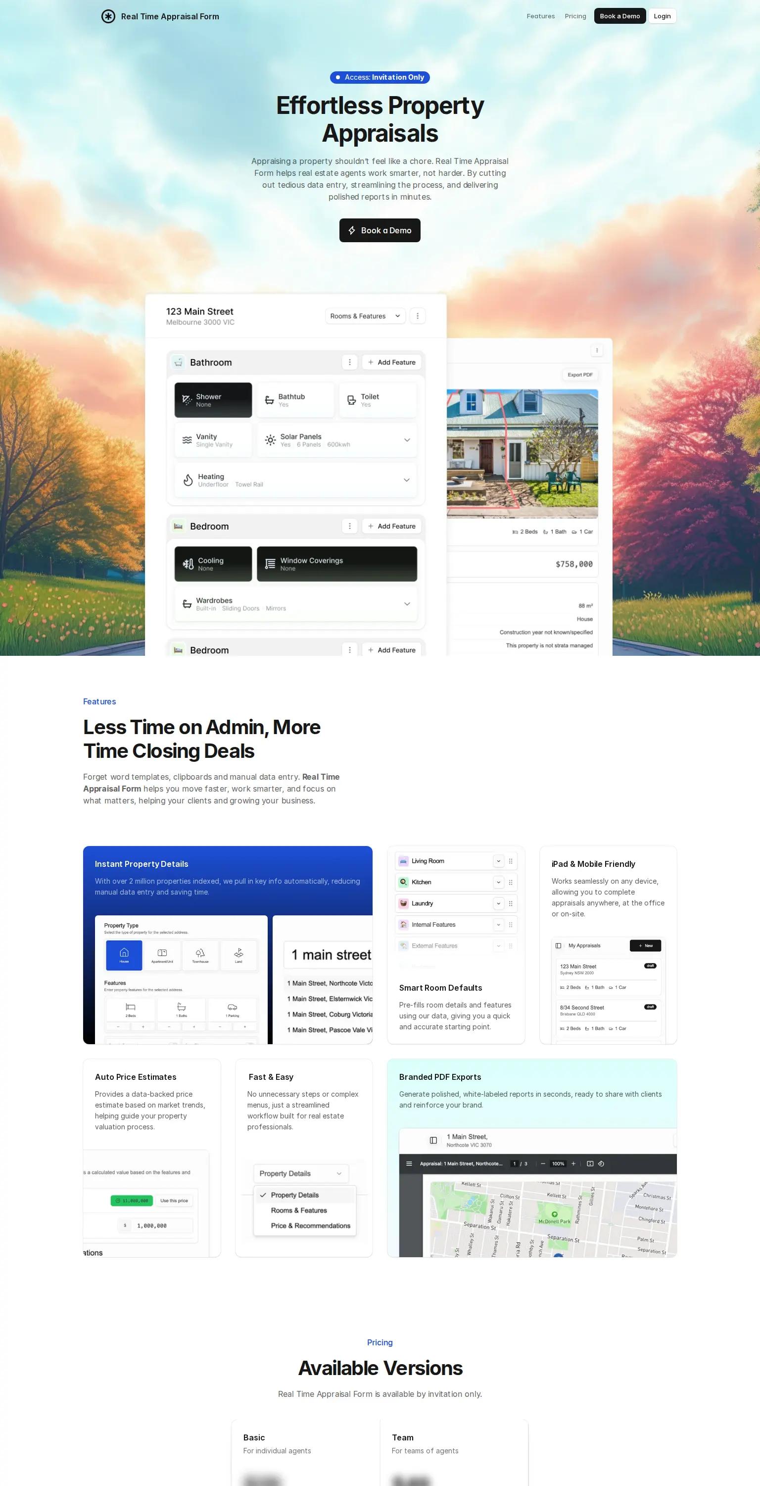 Real Time Appraisal Form screenshot