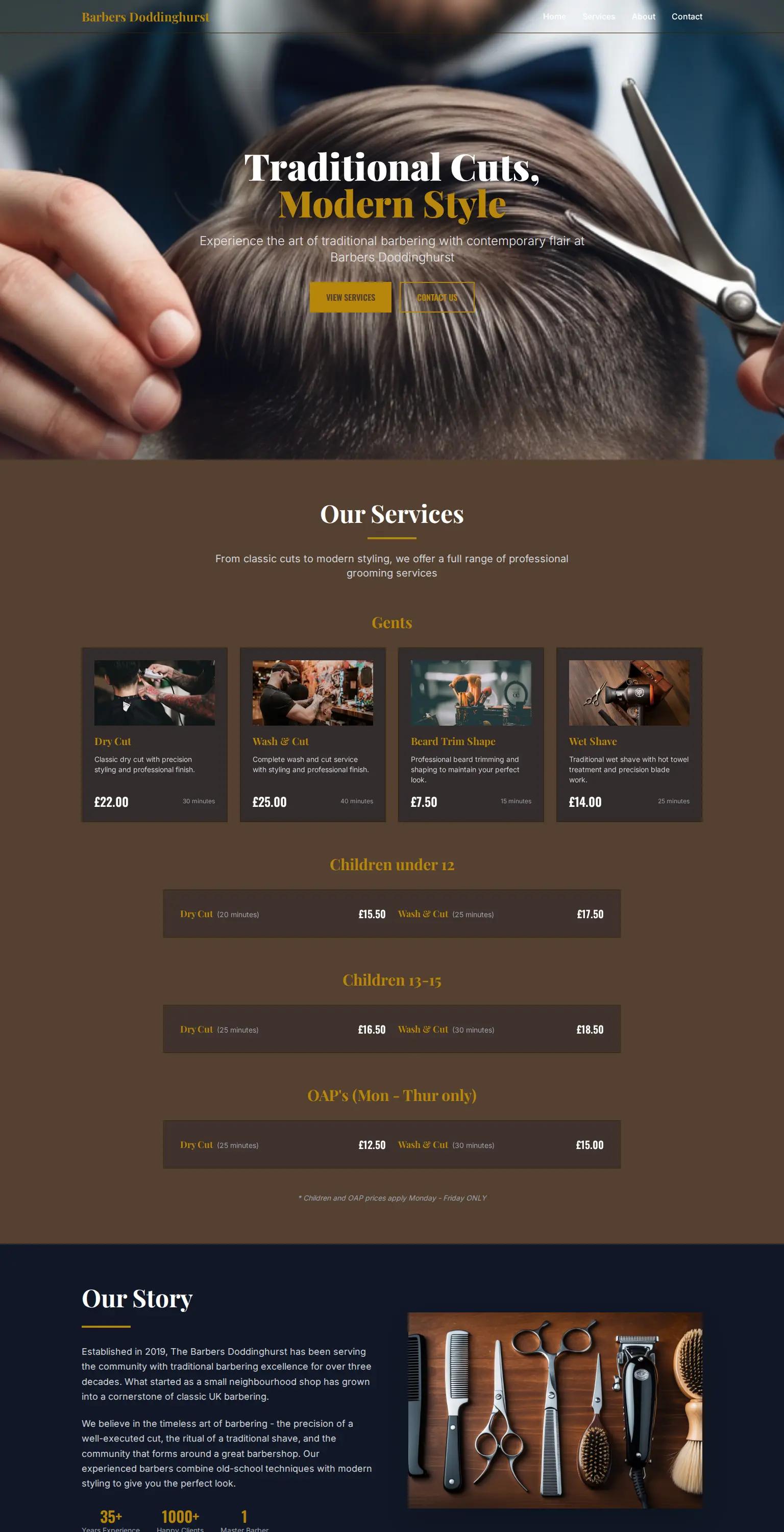 Barbers Doddinghurst screenshot