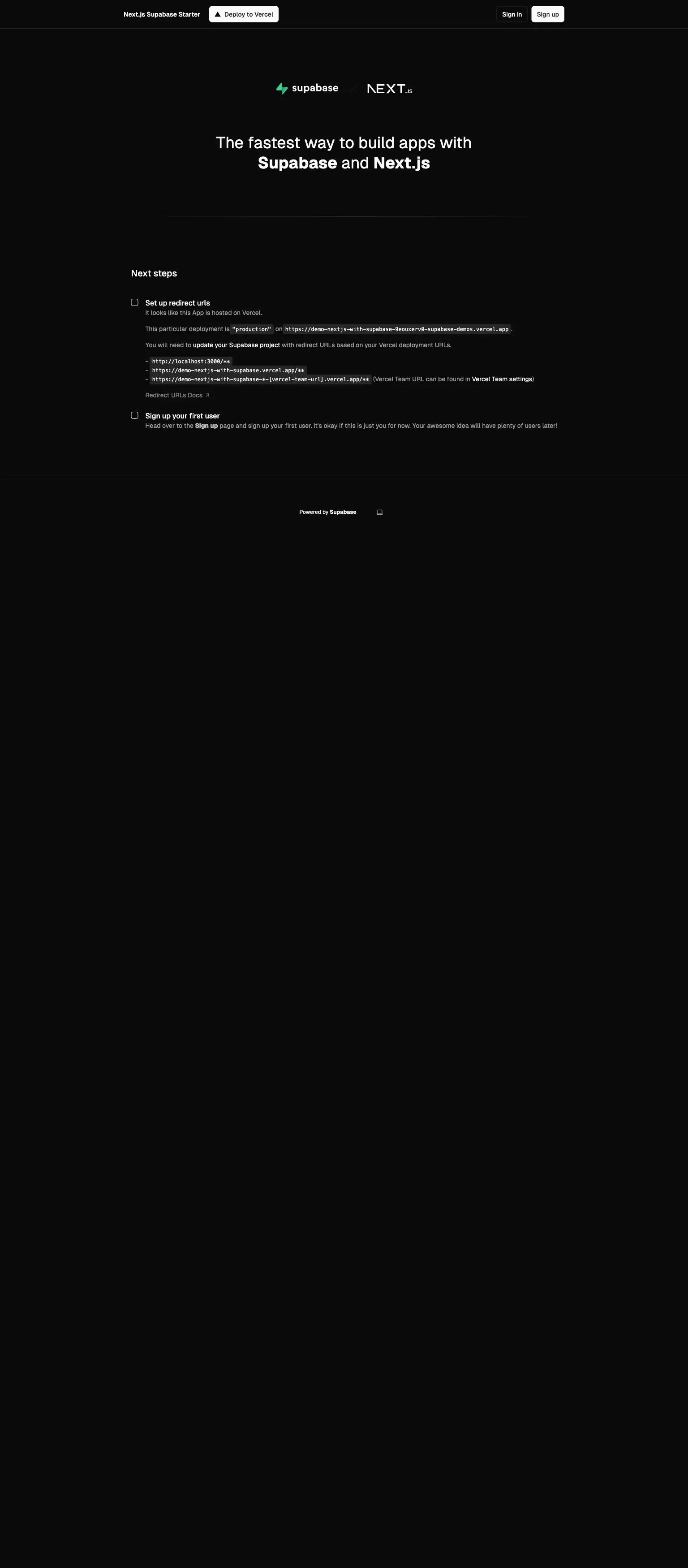 Supabase Starter screenshot