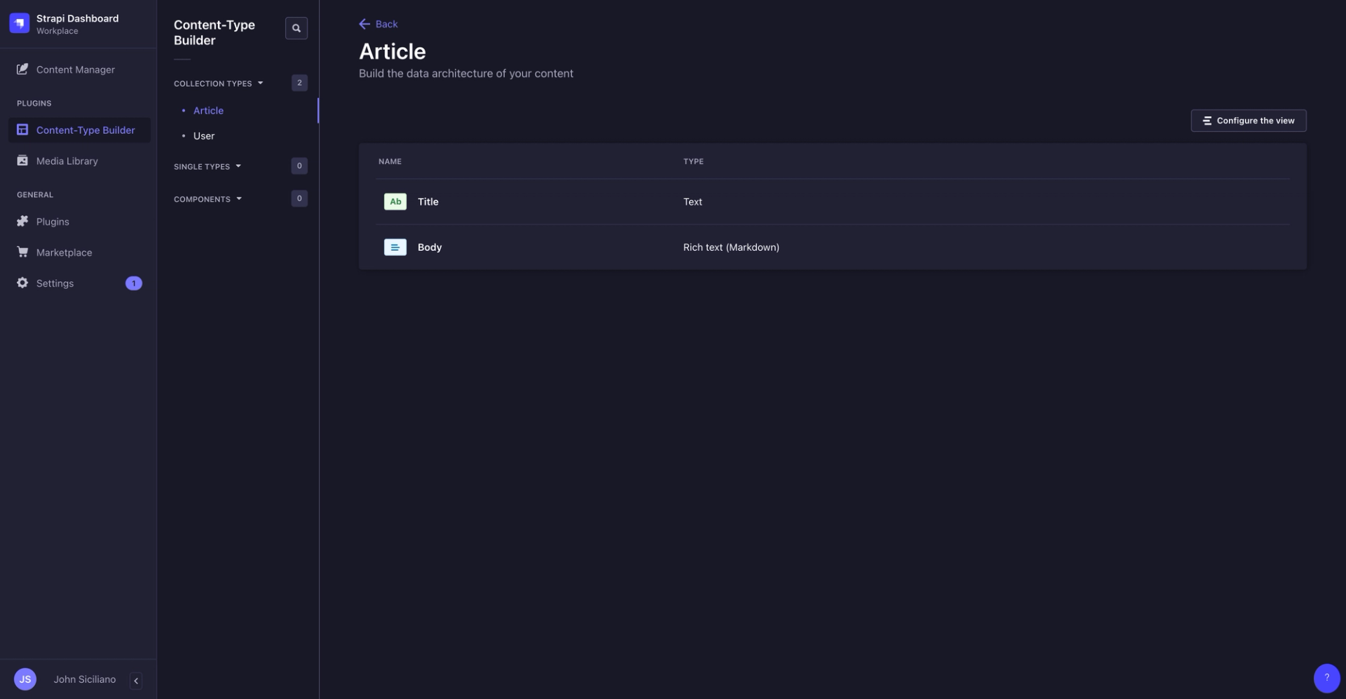 Strapi content type builder