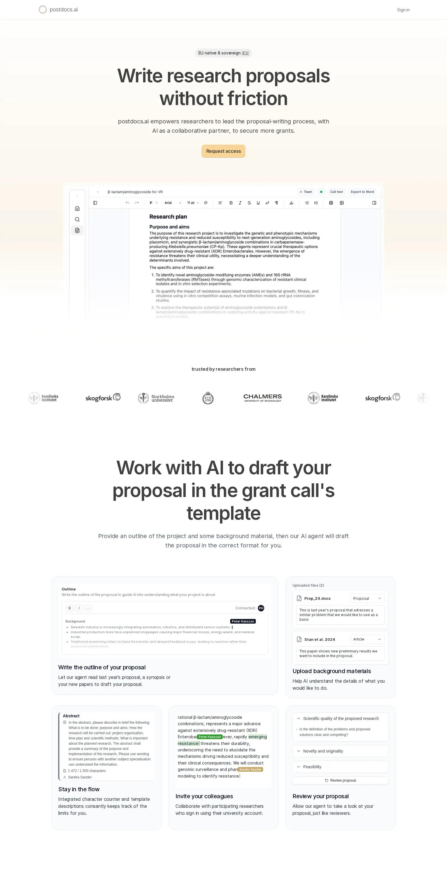 Postdocs.ai screenshot