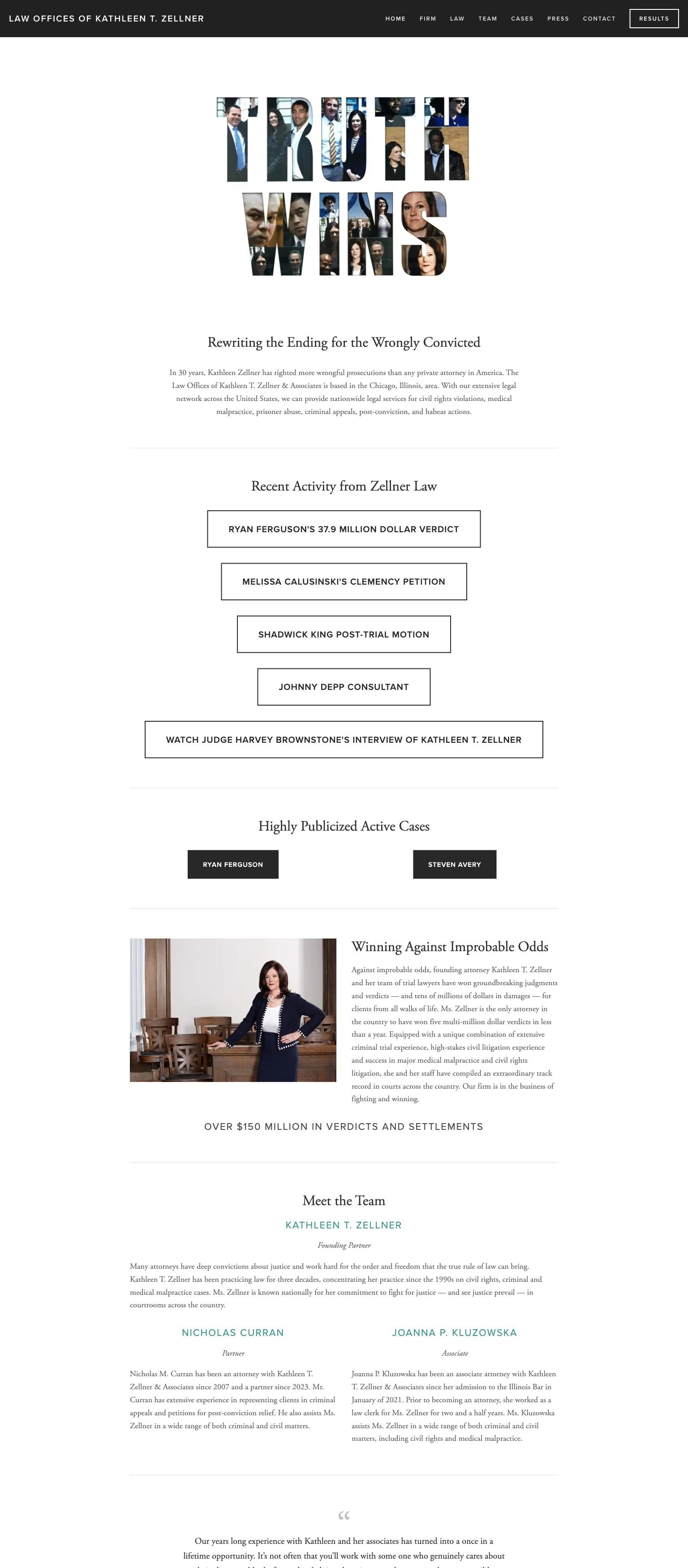 Law Offices of Kathleen T. Zellner & Associates screenshot