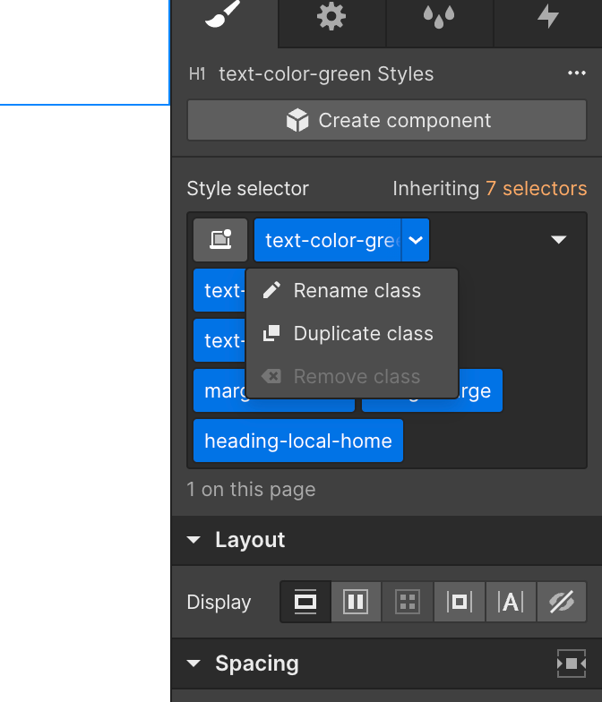 Webflow can't delete class.