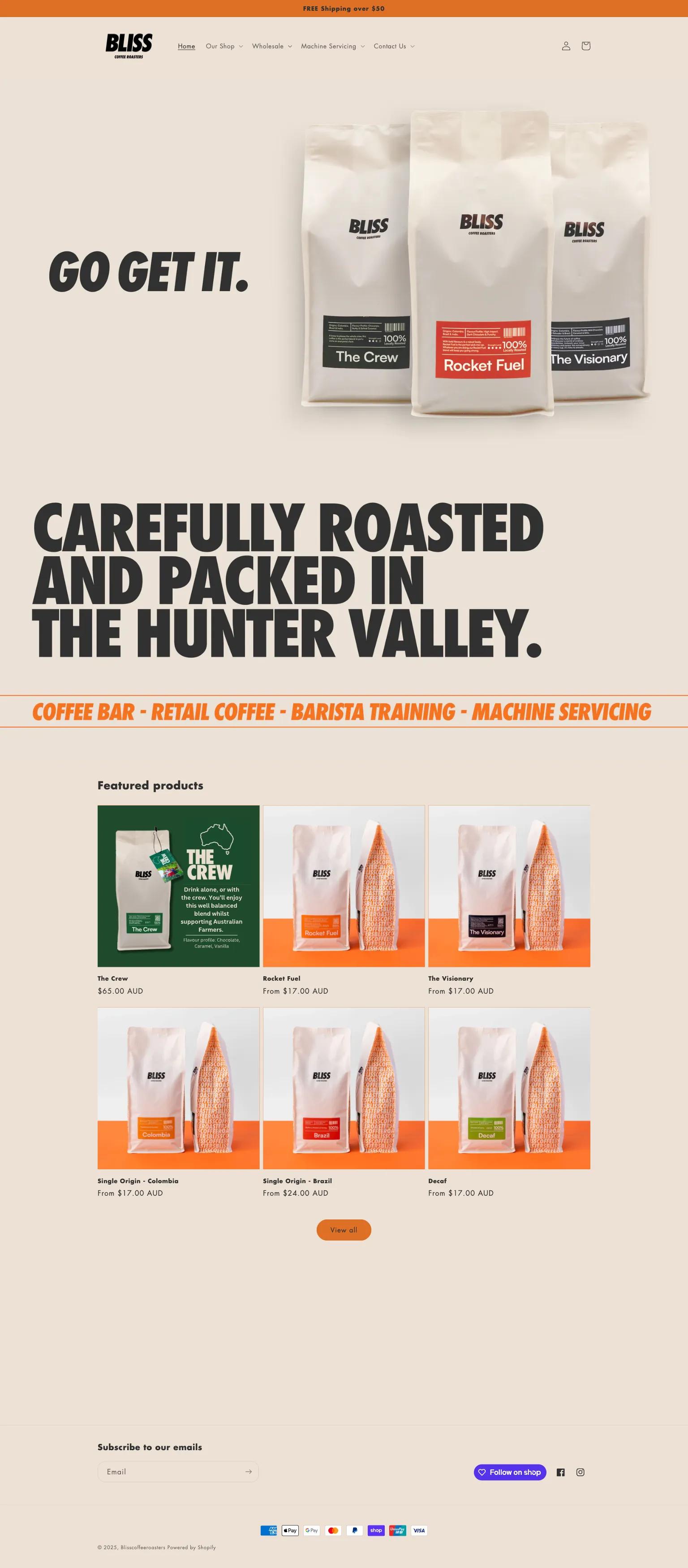 Bliss Coffee Roasters screenshot