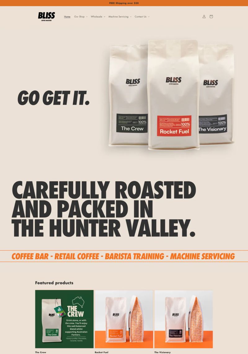 Bliss Coffee Roasters screenshot