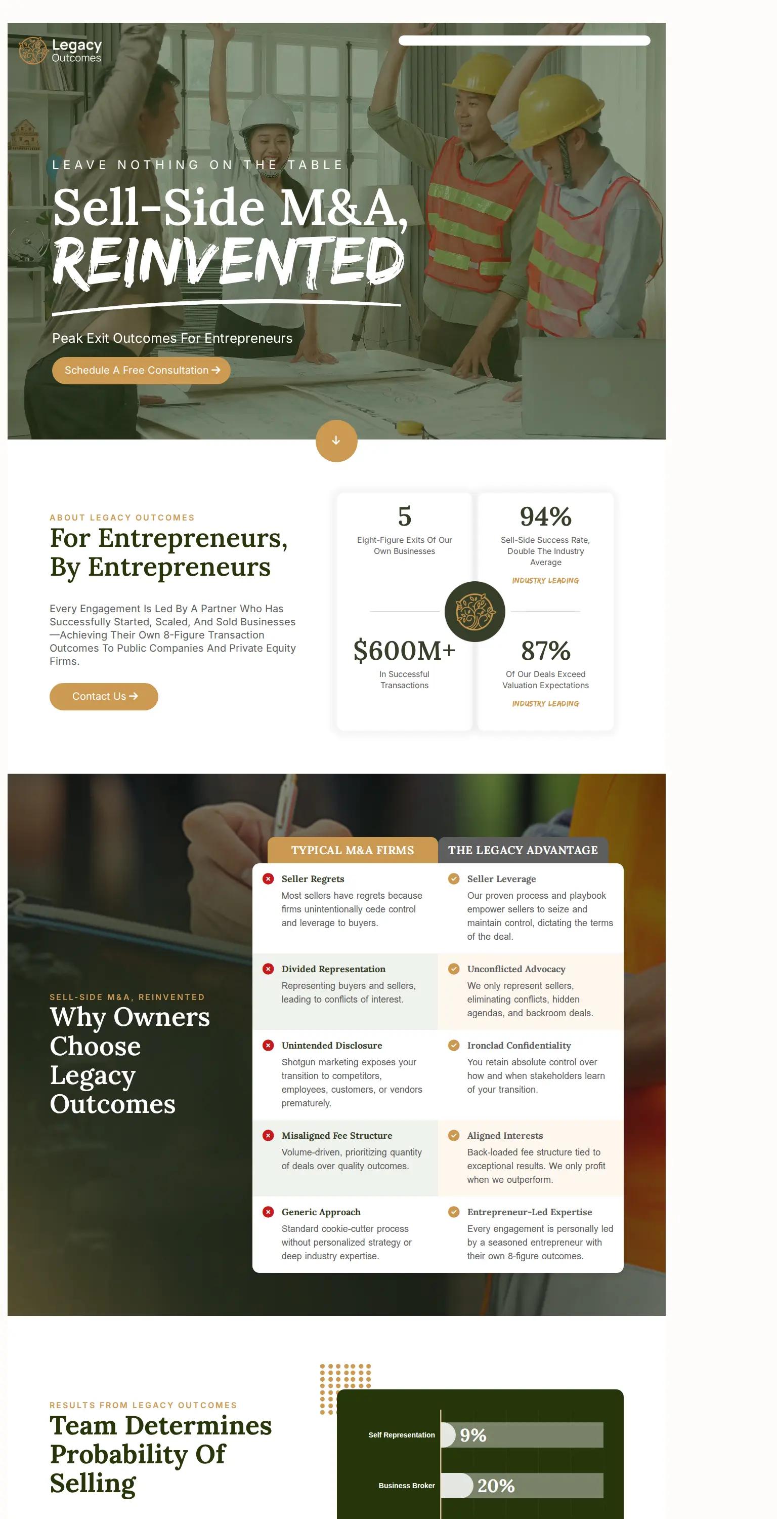 Legacy Outcomes screenshot