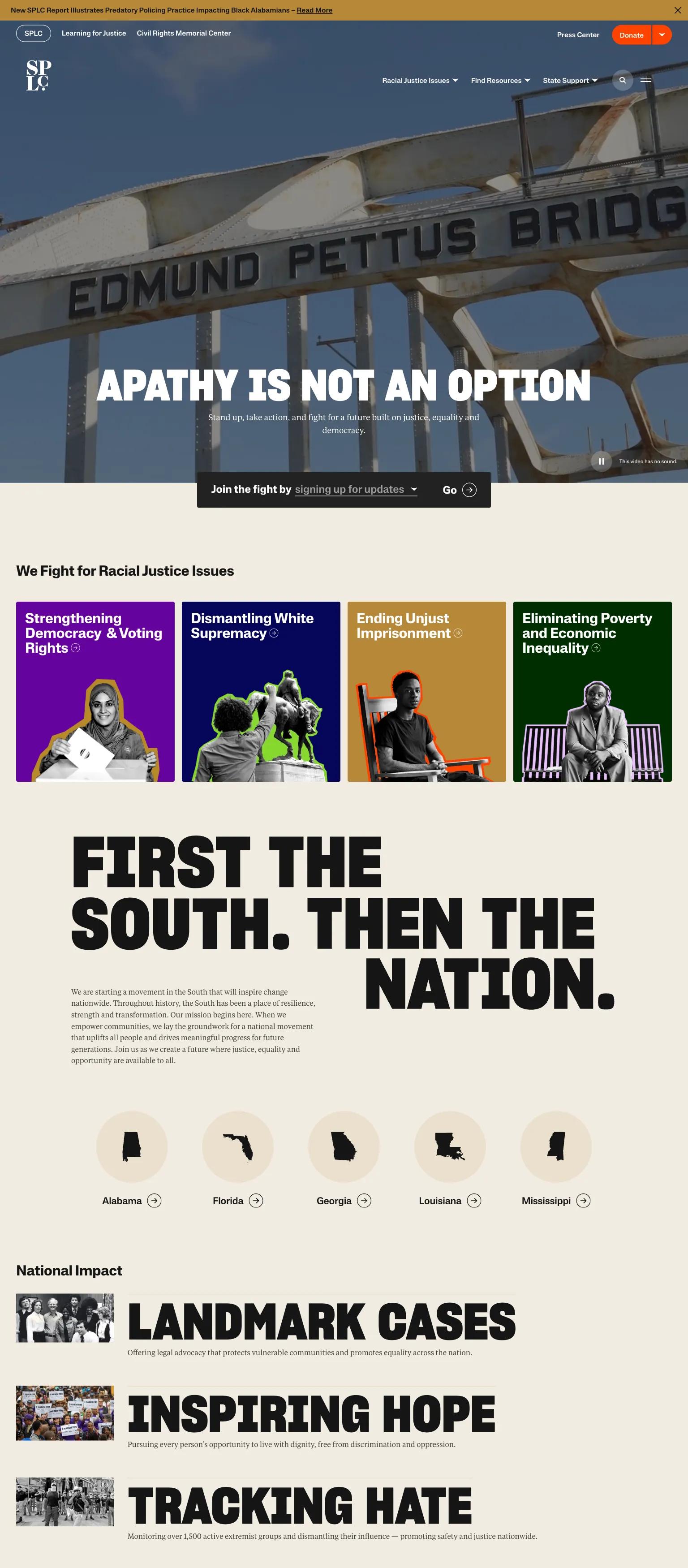 SPLC (Southern Poverty Law Center) screenshot
