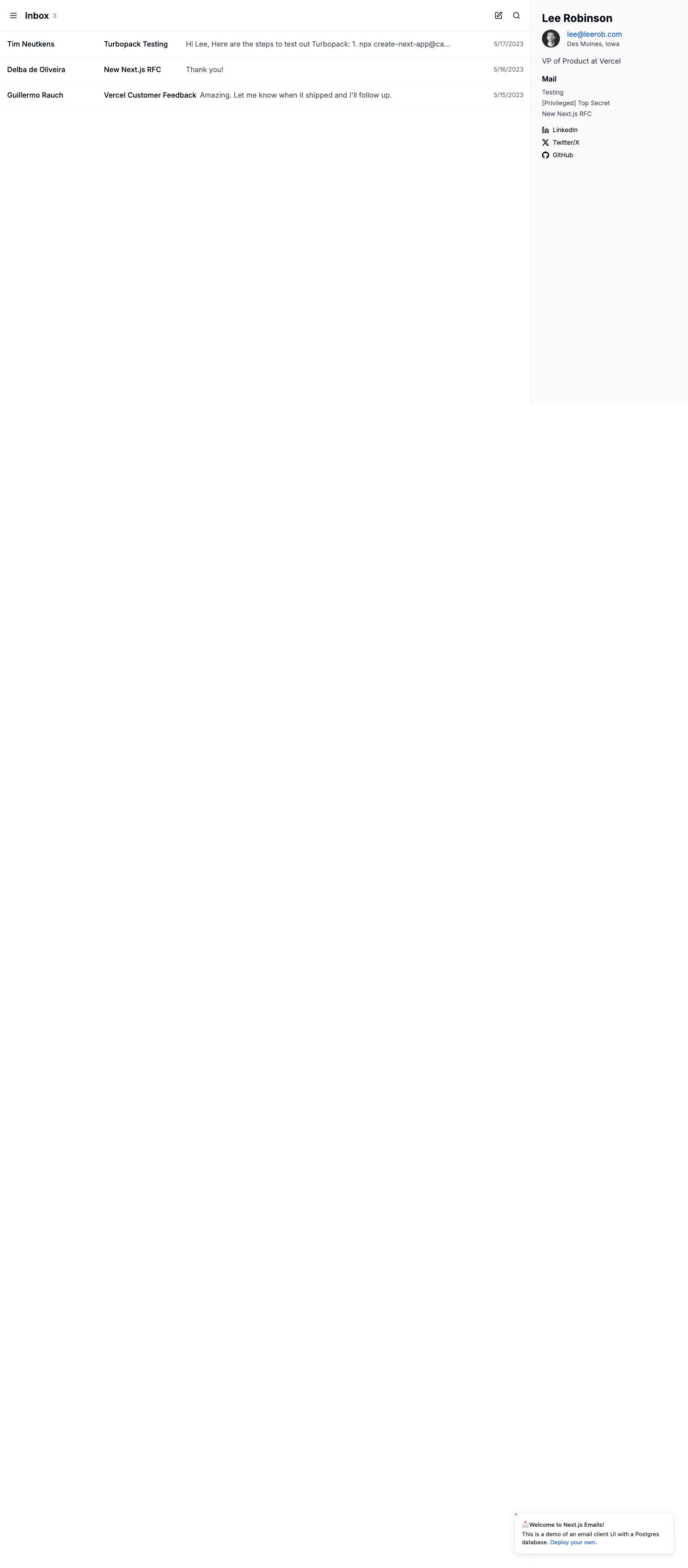 Next.js Email Client screenshot