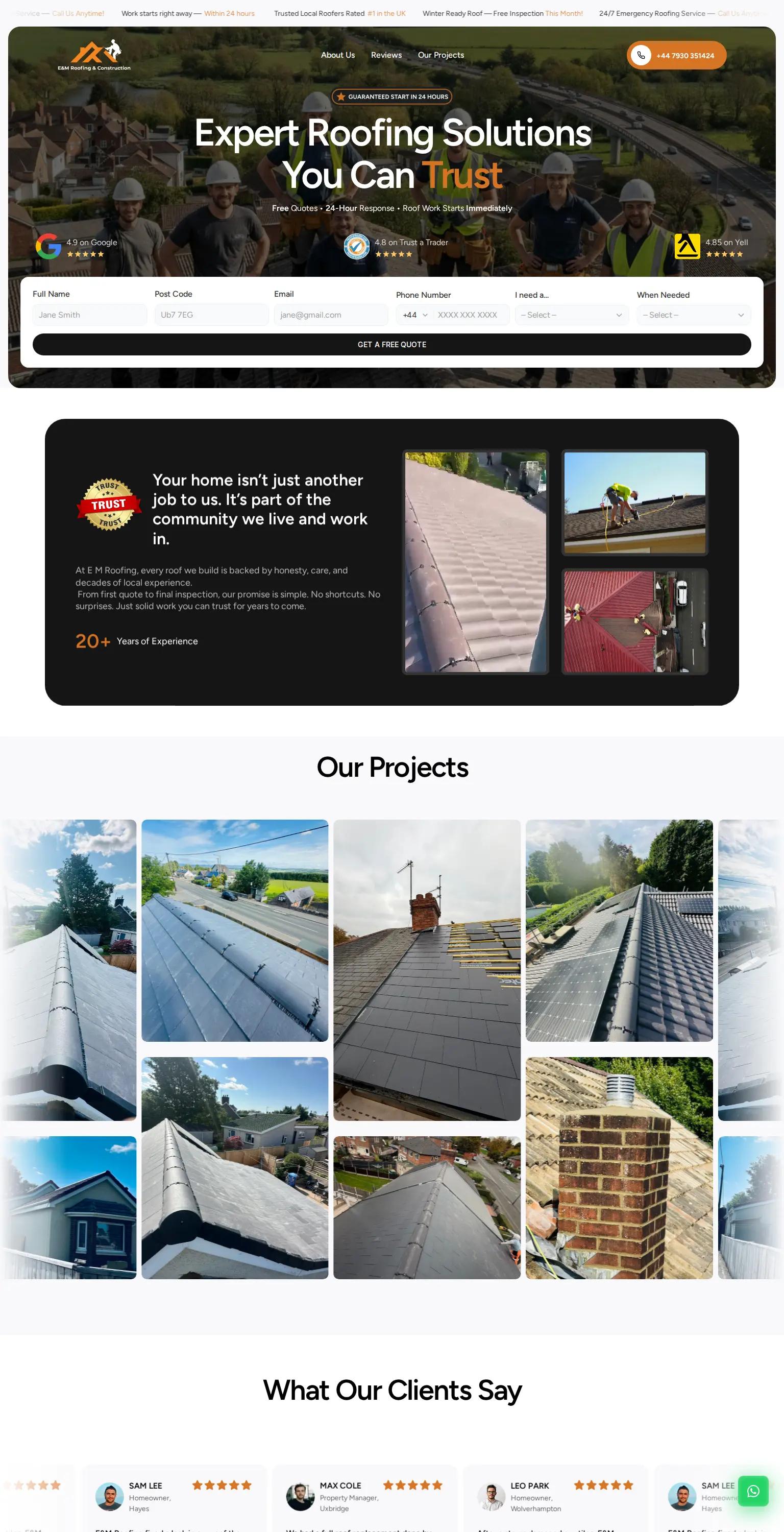 E&M Roofing & Construction screenshot