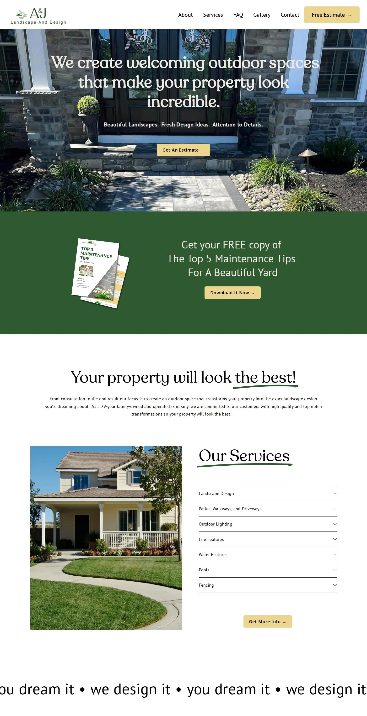 A&J Landscape and Design screenshot