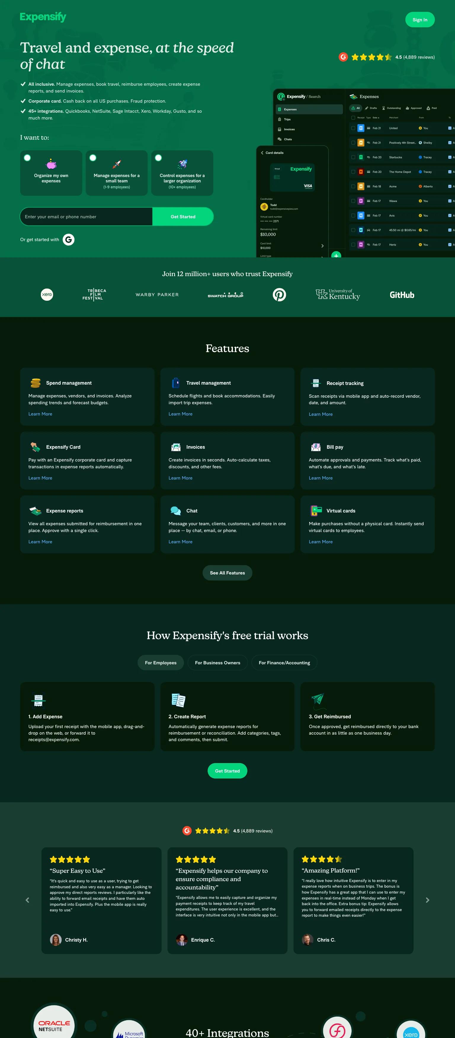 Expensify screenshot