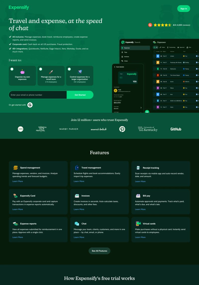 Expensify screenshot