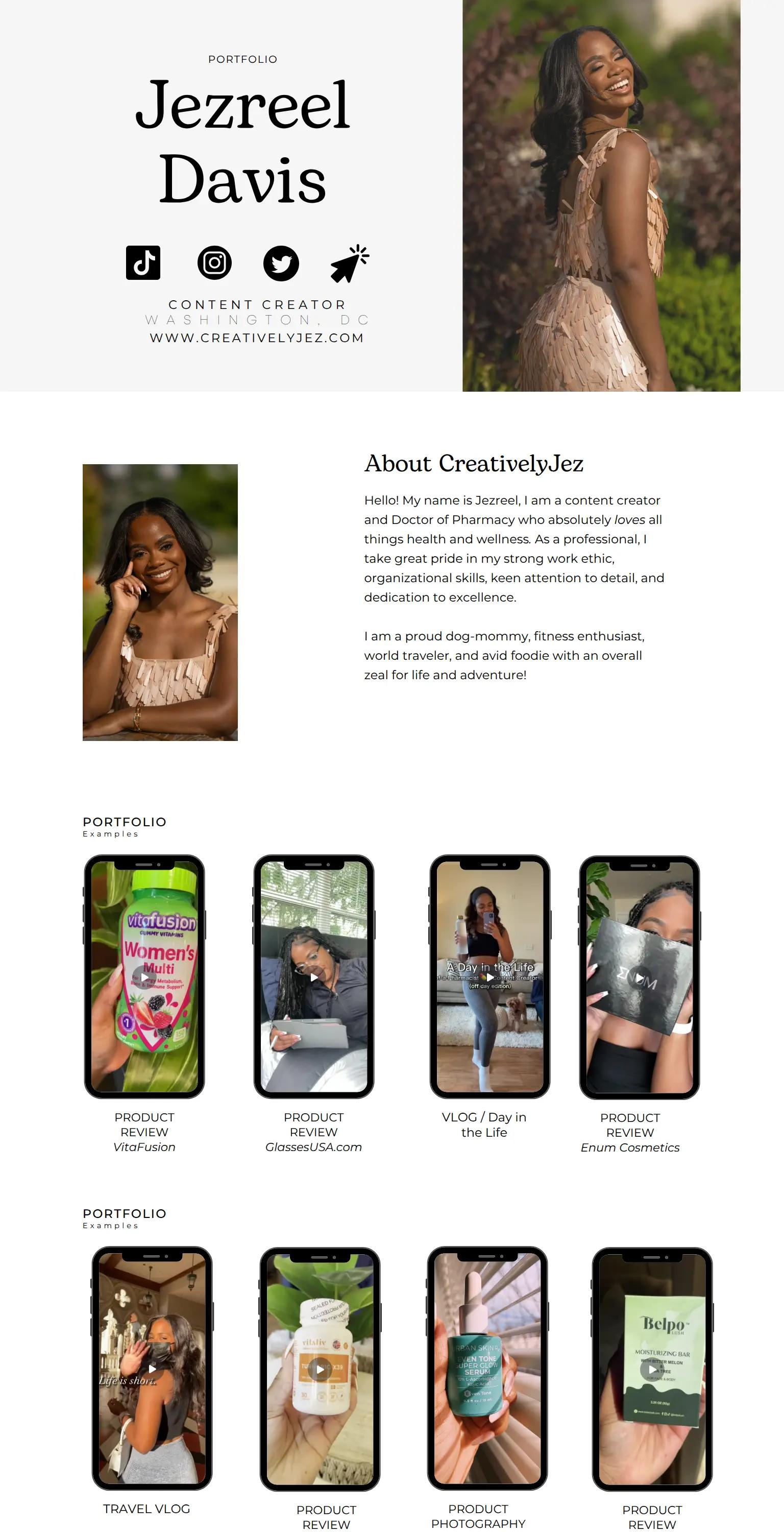 Screenshot of https://creativelyjez.com/