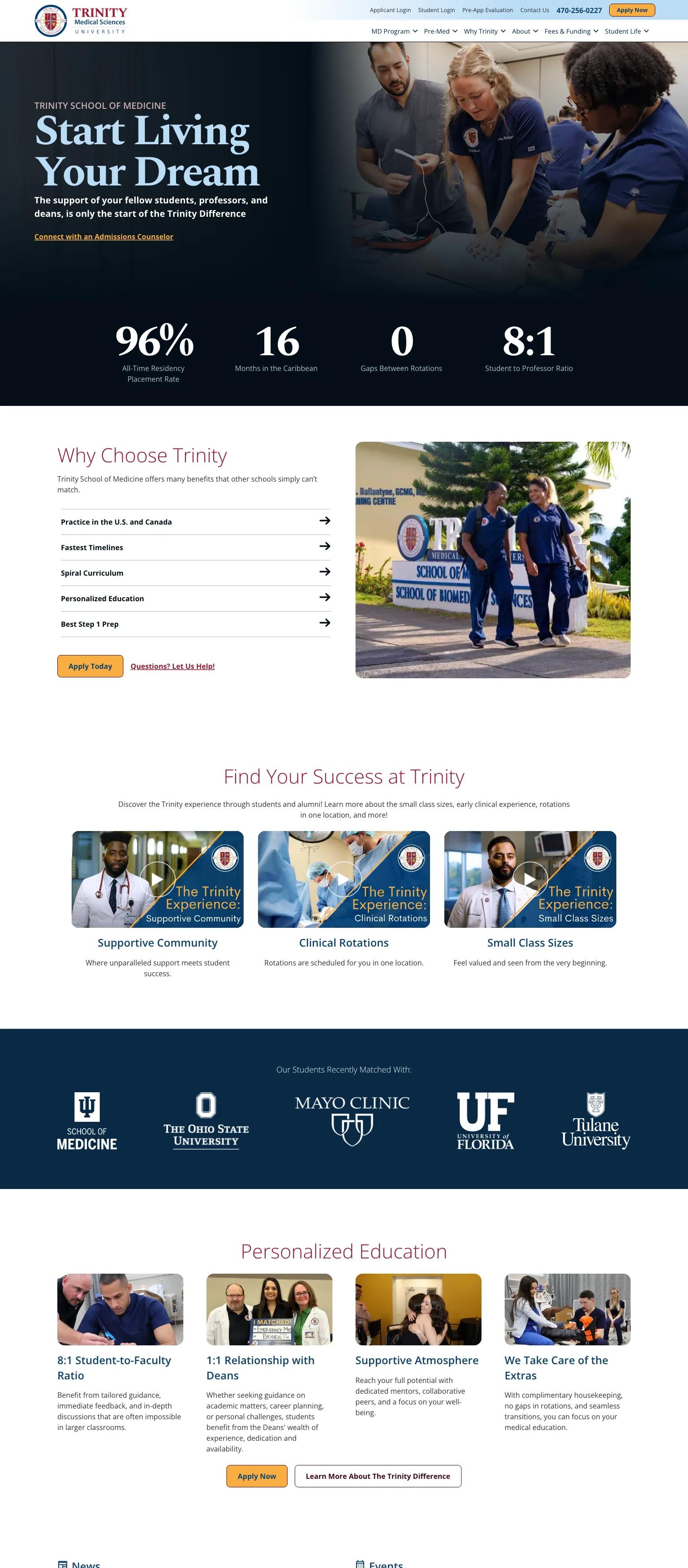 Trinity School of Medicine screenshot