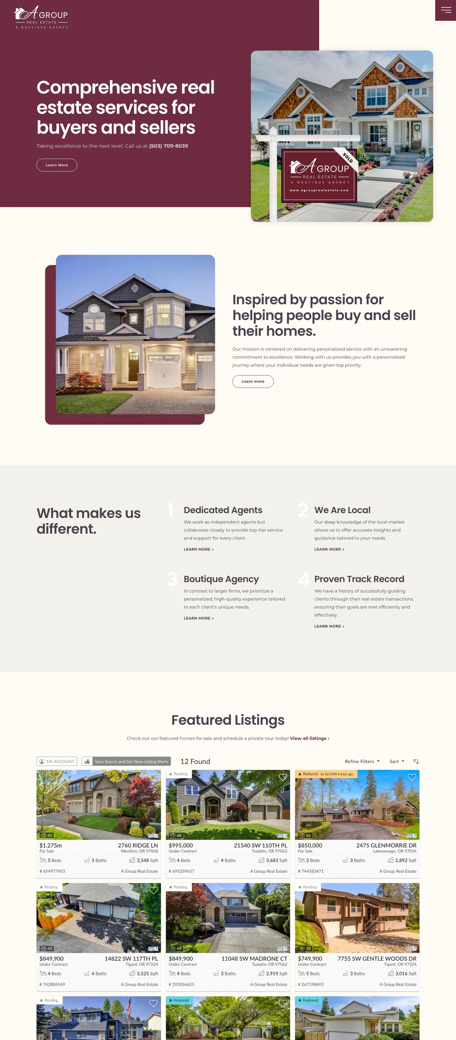 A Group Real Estate screenshot