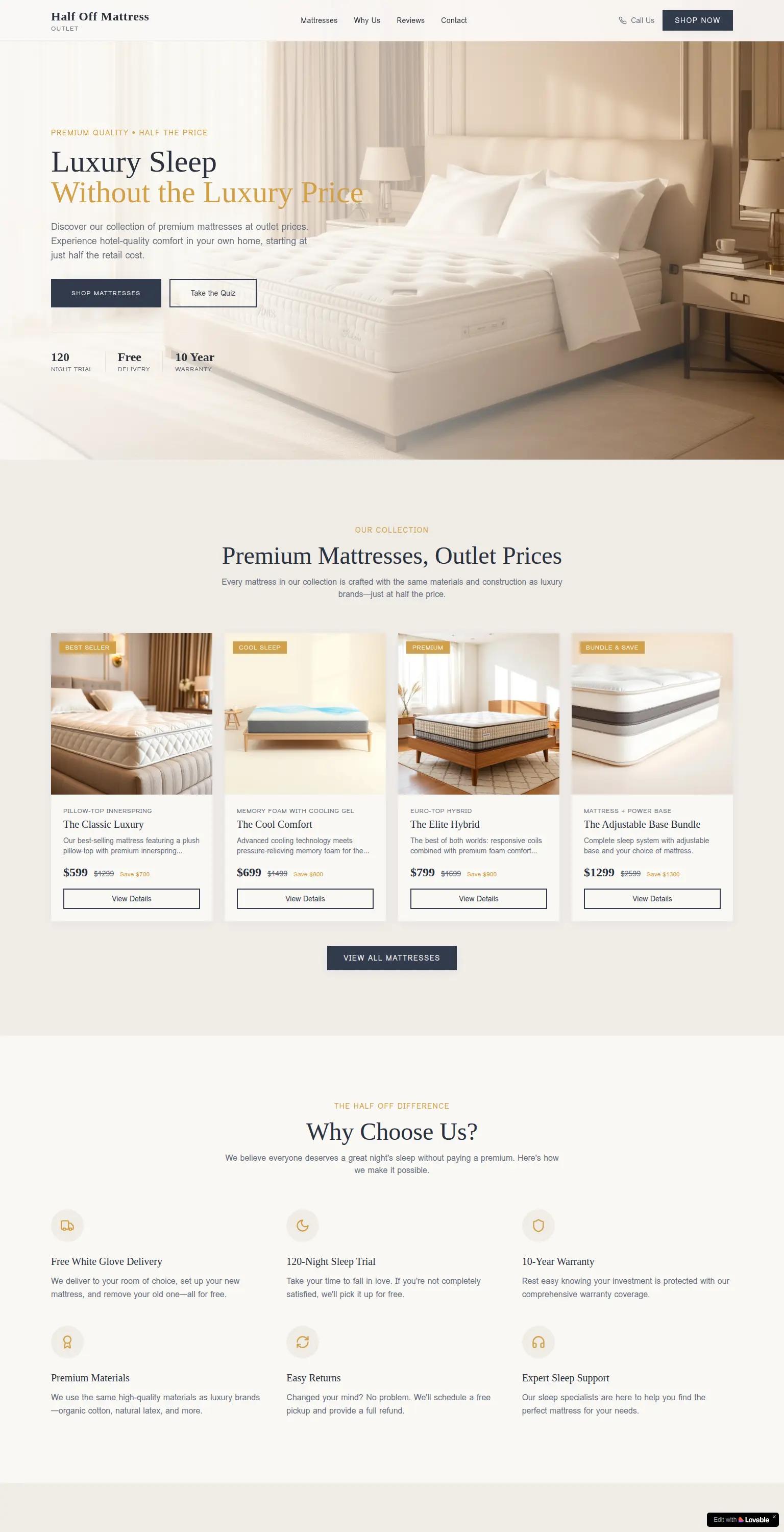 Half Off Mattress Outlet screenshot