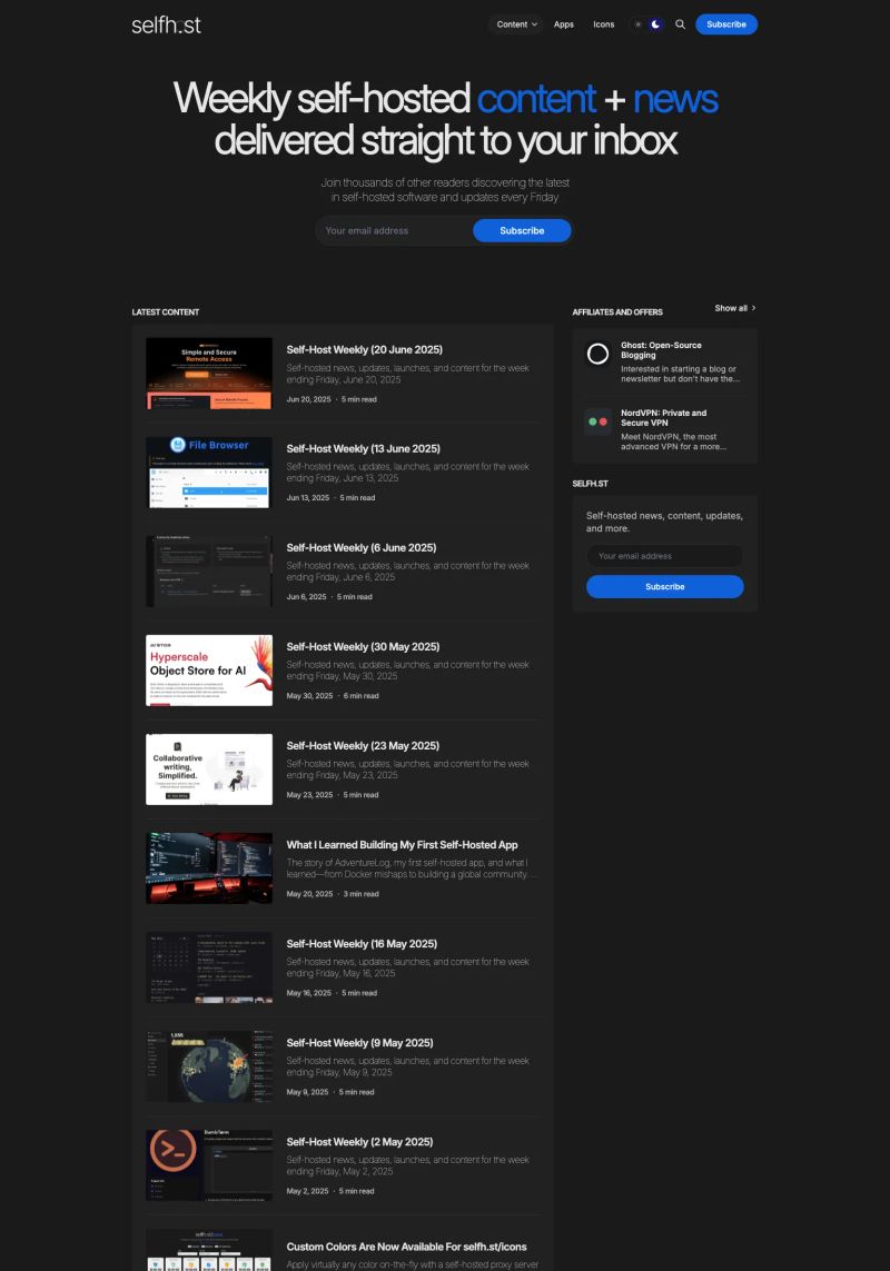 Self Host Weekly screenshot