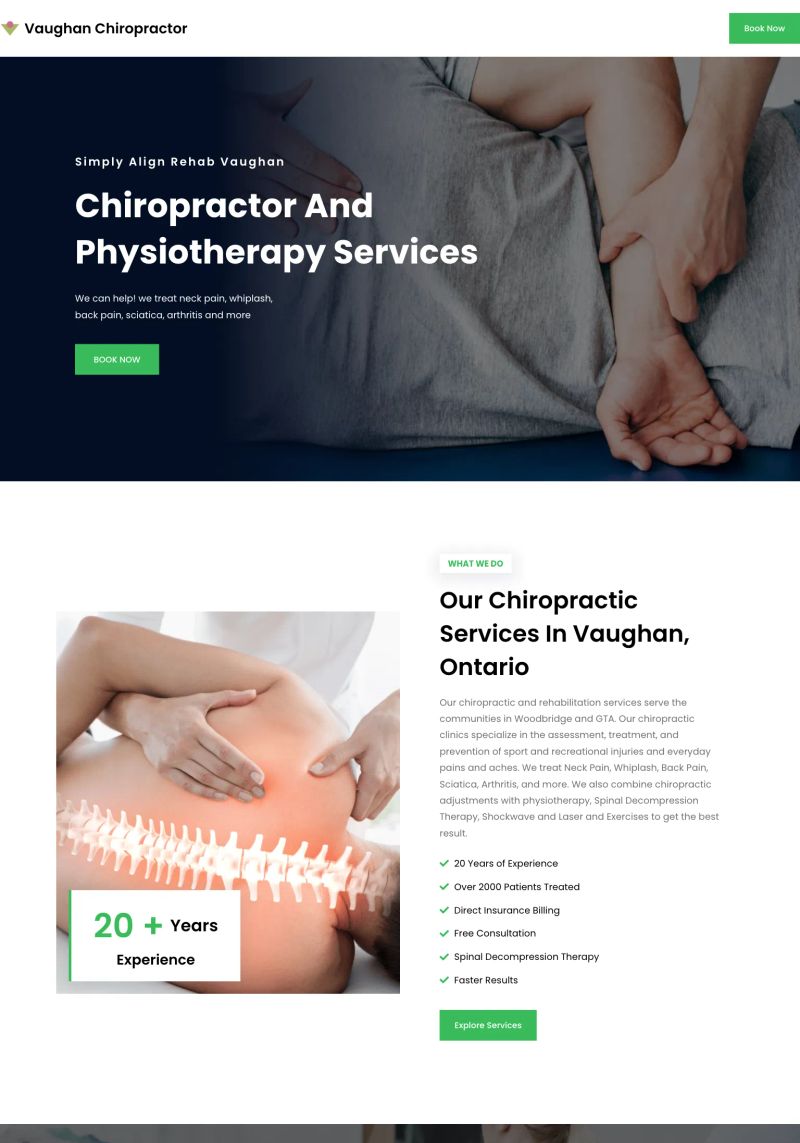 Vaughan Chiropractor screenshot
